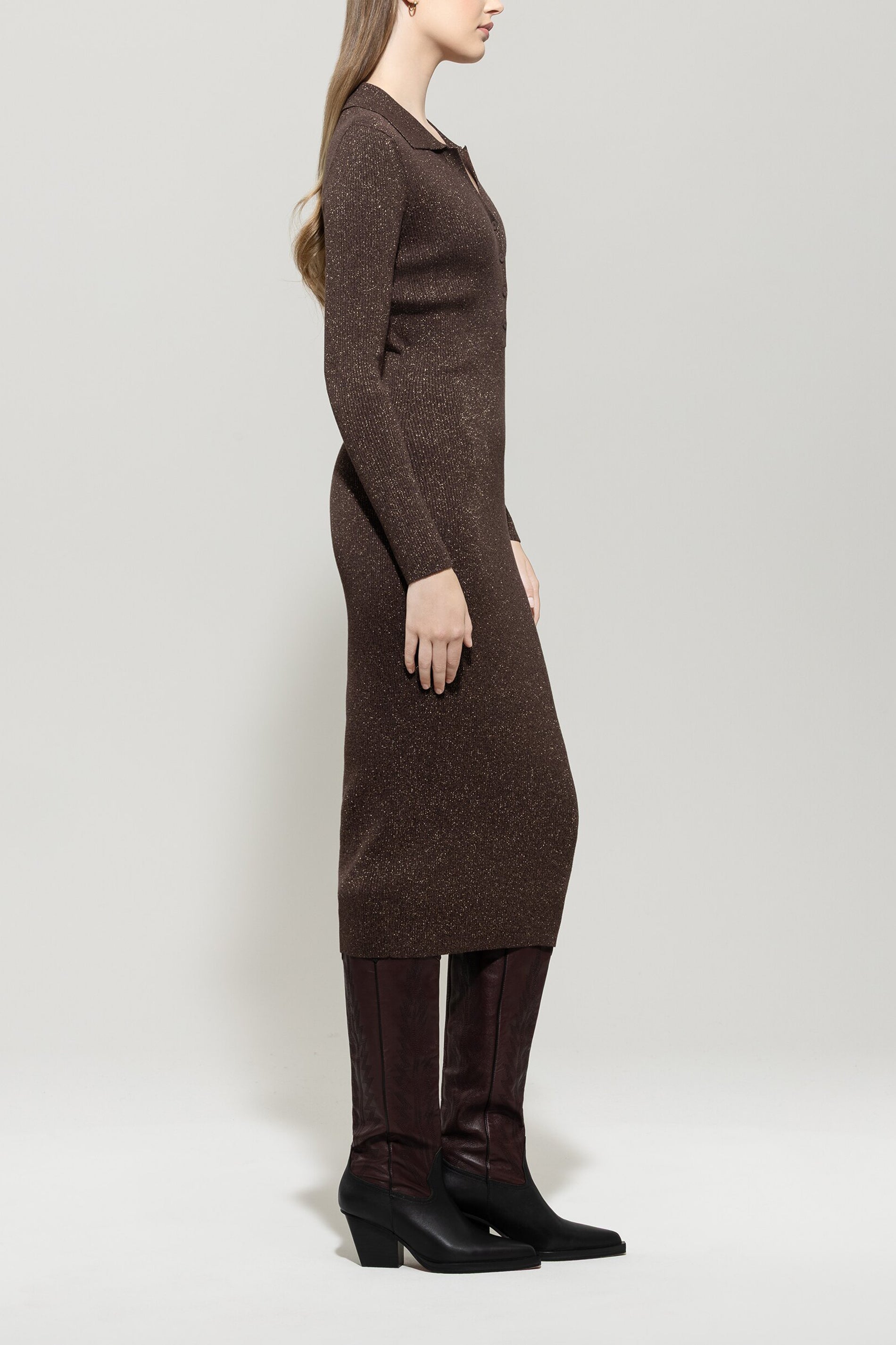 Langarm-Kleid aus Woll-Mix