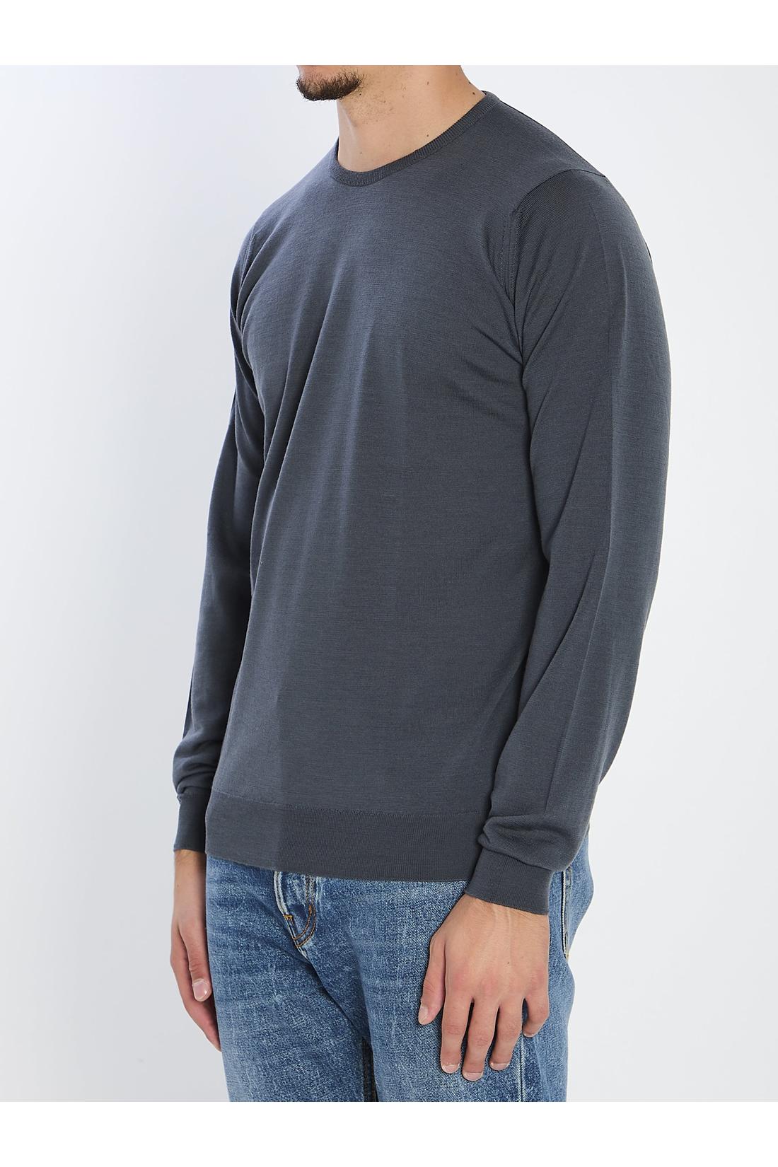John smedley-OUTLET-SALE-Lundy crew neck jumper in charcoal-ARCHIVIST