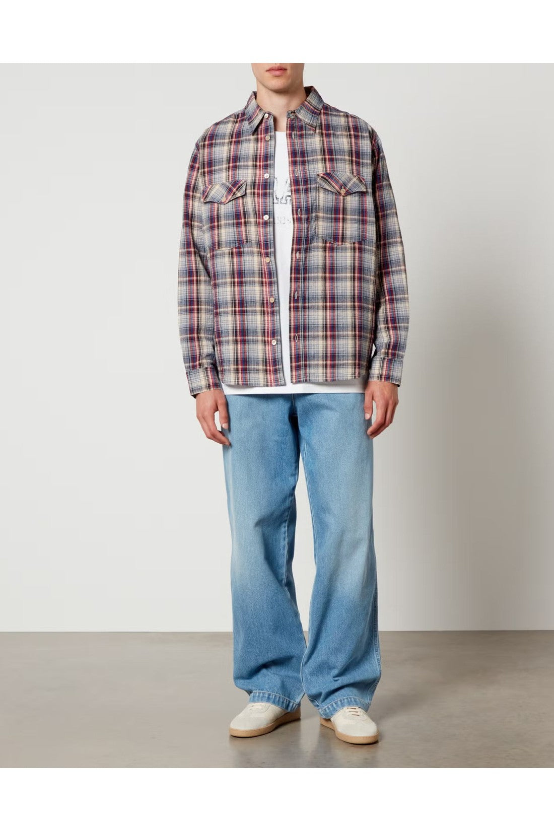 Isabel Marant-OUTLET-SALE-Lydian Cotton Linen Check Shirt-ARCHIVIST