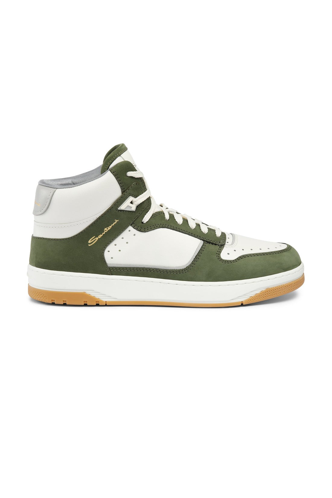 Men’s white and green leather and nubuck Sneak-Air sneaker