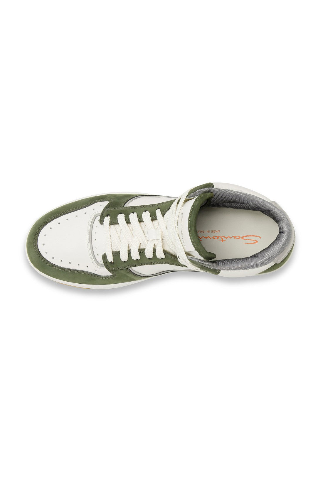 Men’s white and green leather and nubuck Sneak-Air sneaker