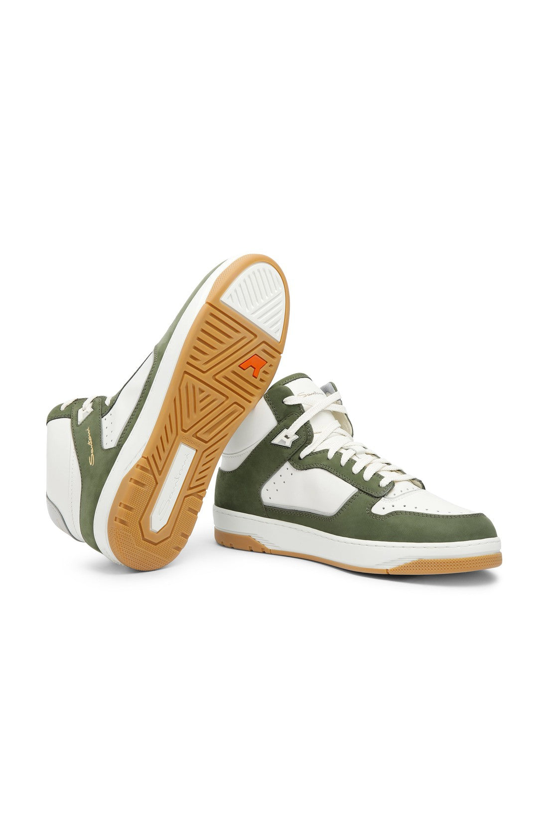 Men’s white and green leather and nubuck Sneak-Air sneaker