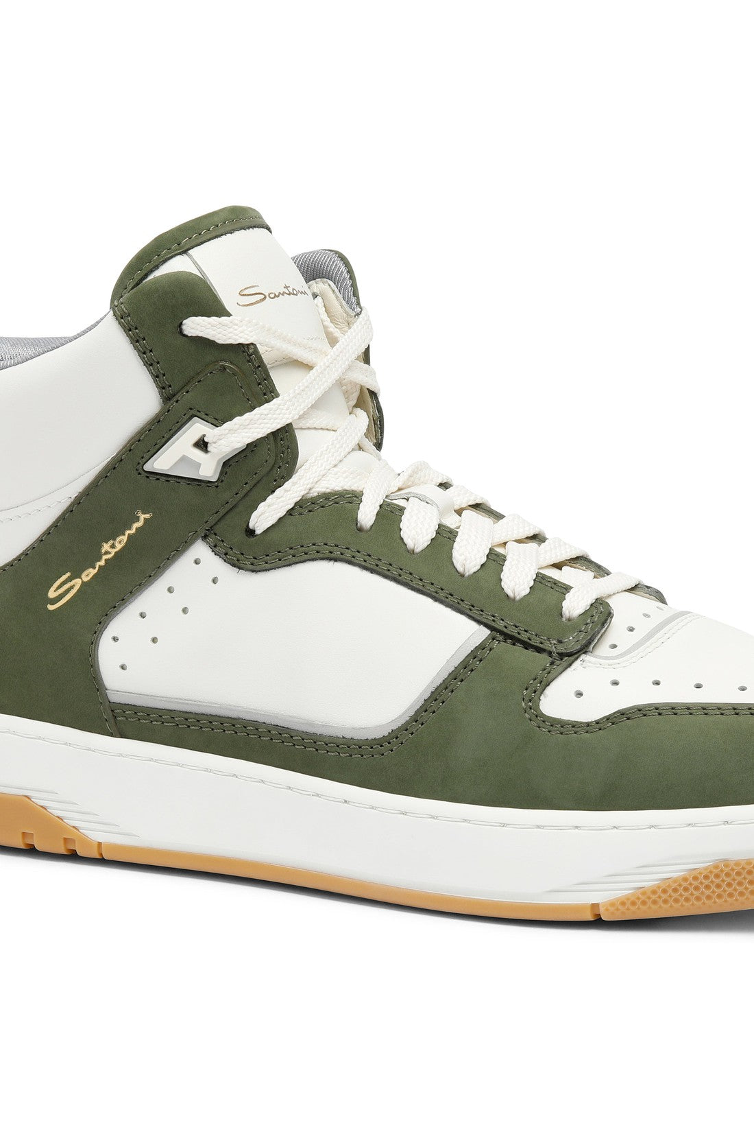 Men’s white and green leather and nubuck Sneak-Air sneaker