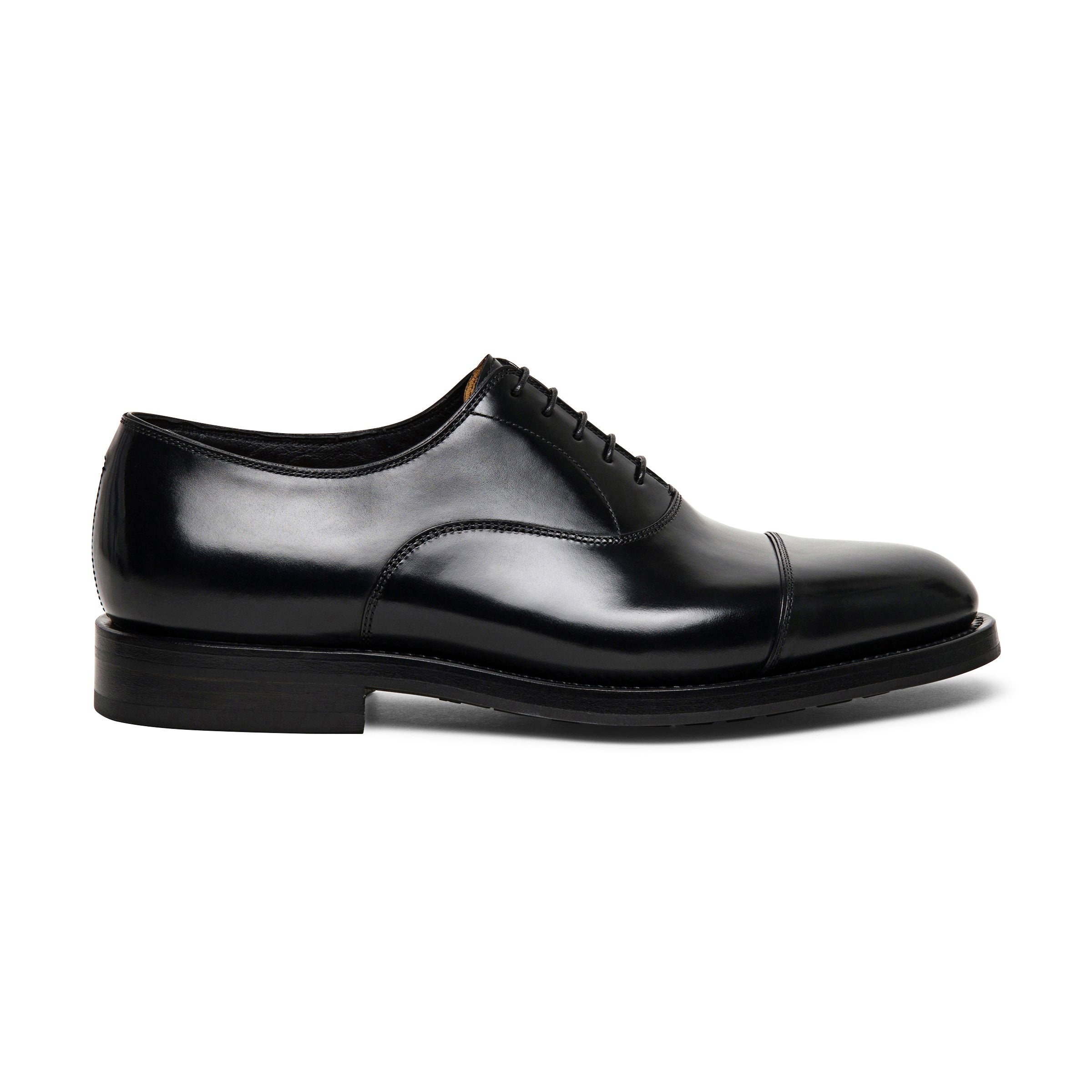 Men's polished black leather Oxford shoe