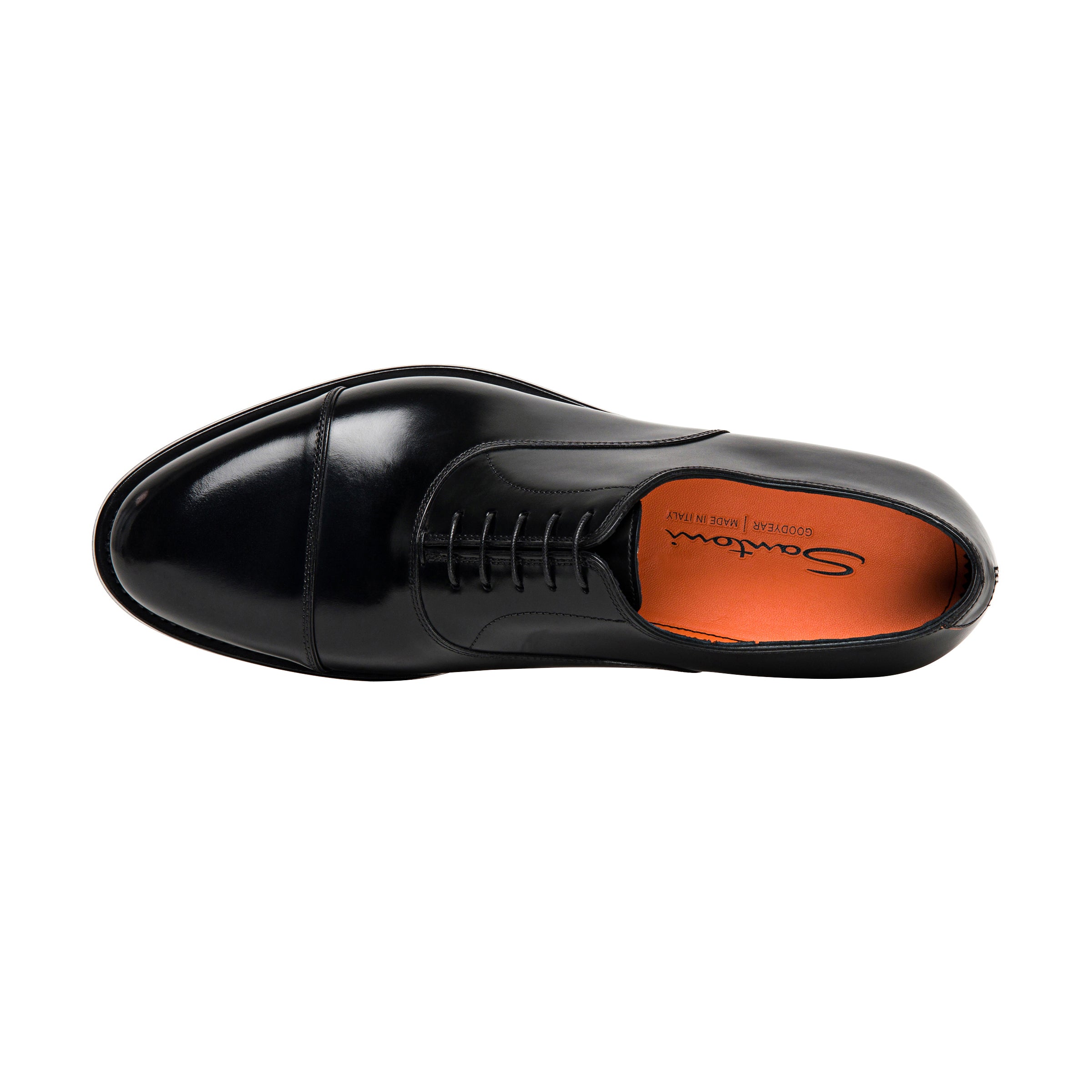 Men's polished black leather Oxford shoe