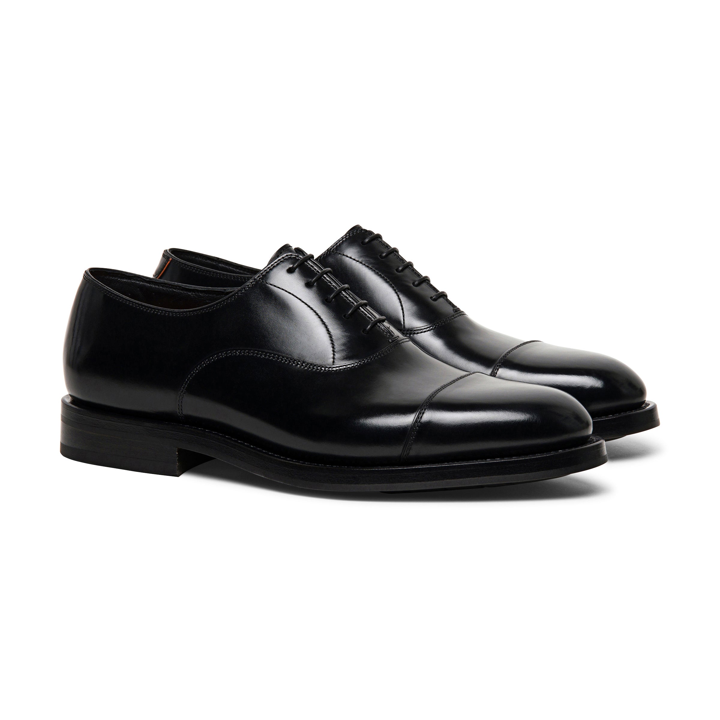 Men's polished black leather Oxford shoe