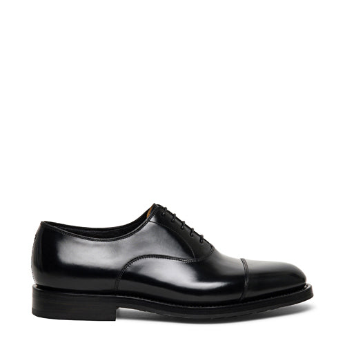 Men's polished black leather Oxford shoe