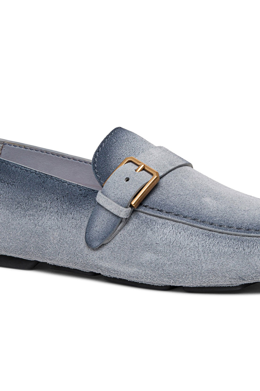 Men’s light blue suede single-buckle driving shoe