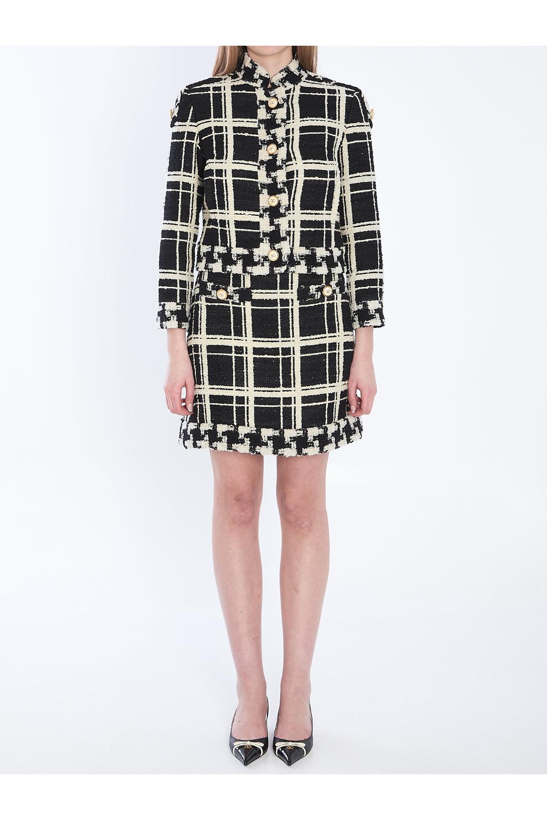 Valentino Garavani-OUTLET-SALE-Macro Check tweed mini skirt-ARCHIVIST