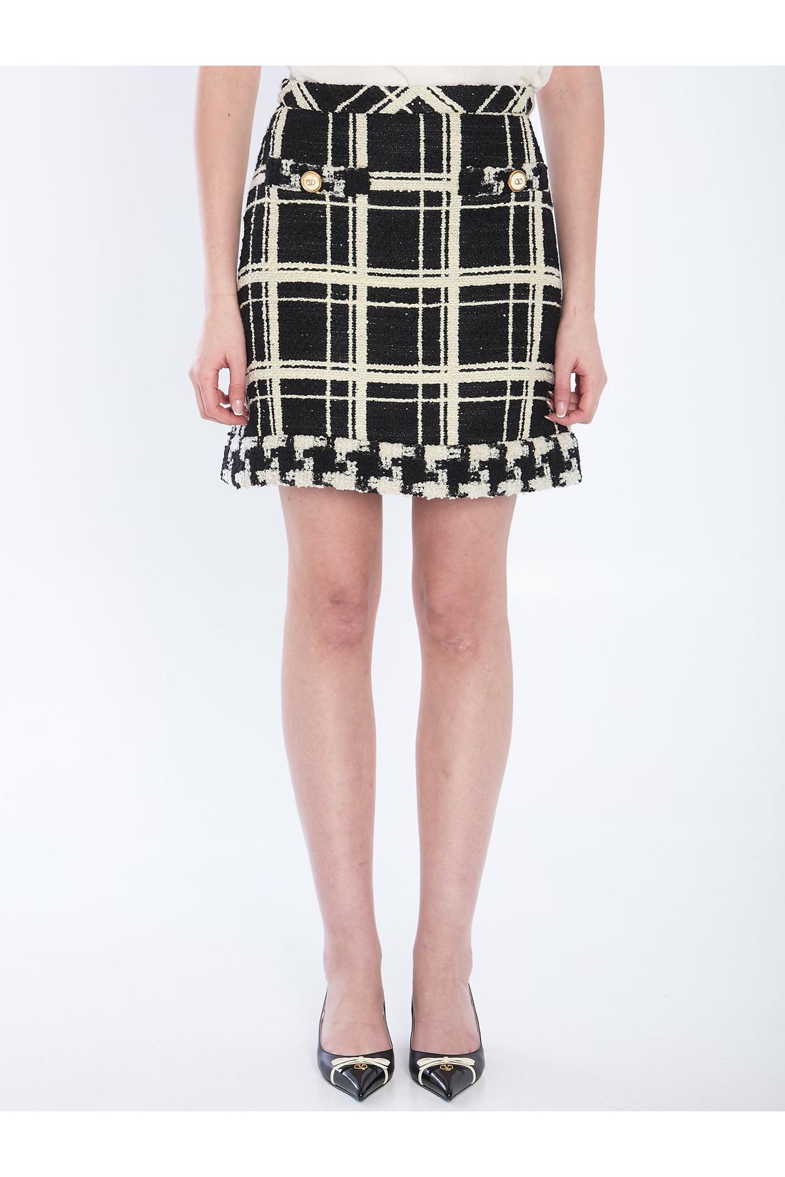 Valentino Garavani-OUTLET-SALE-Macro Check tweed mini skirt-ARCHIVIST