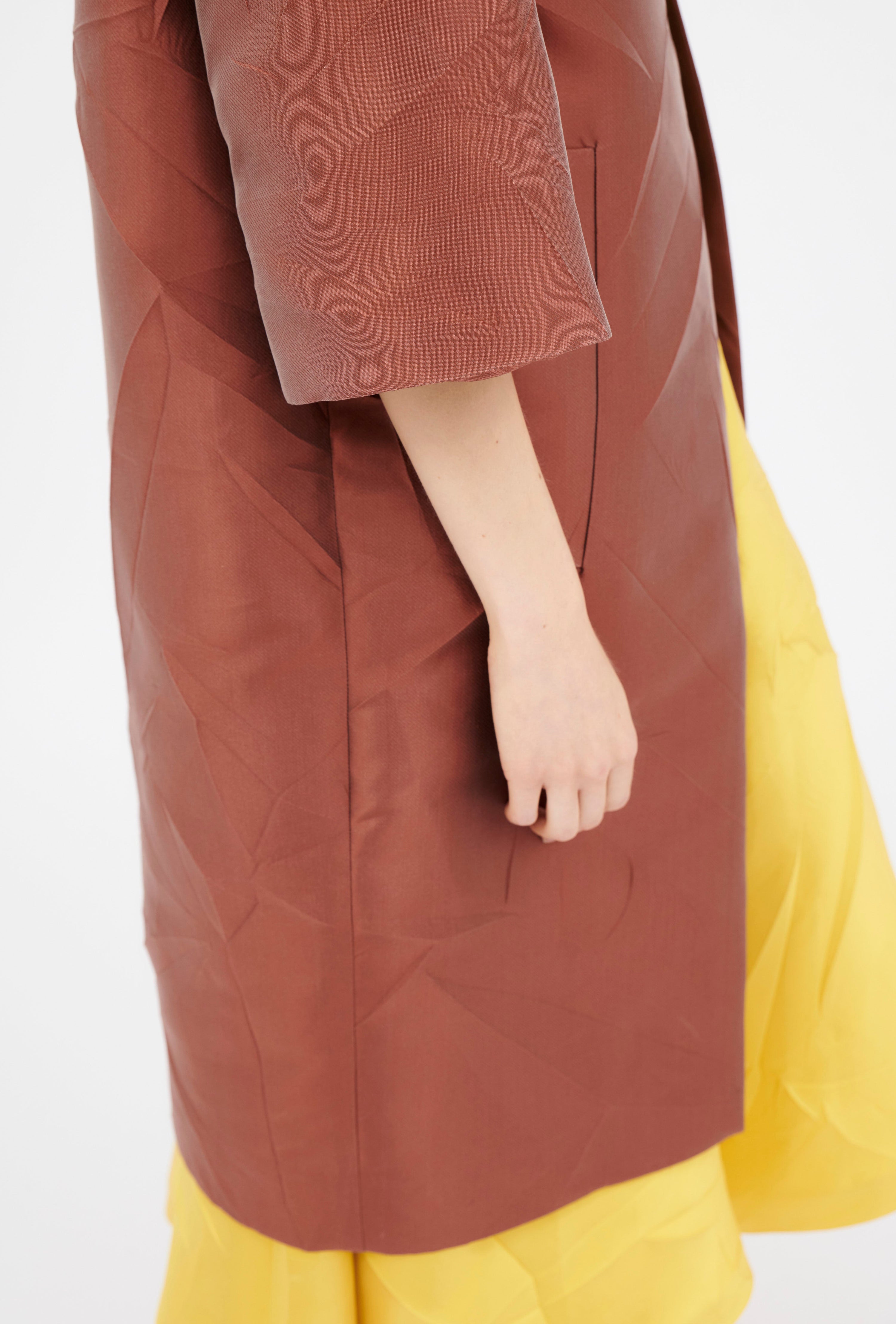 Odeeh-Macro Crinkle Jacquard Mantel, Henna-Jacken & Mäntel-Black-Deal-Outlet-by-ARCHIVIST