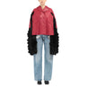 Maison Margiela-OUTLET-SALE-Maison Margiela Faux Fur Trimmed Leather Cape Jacket-ARCHIVIST
