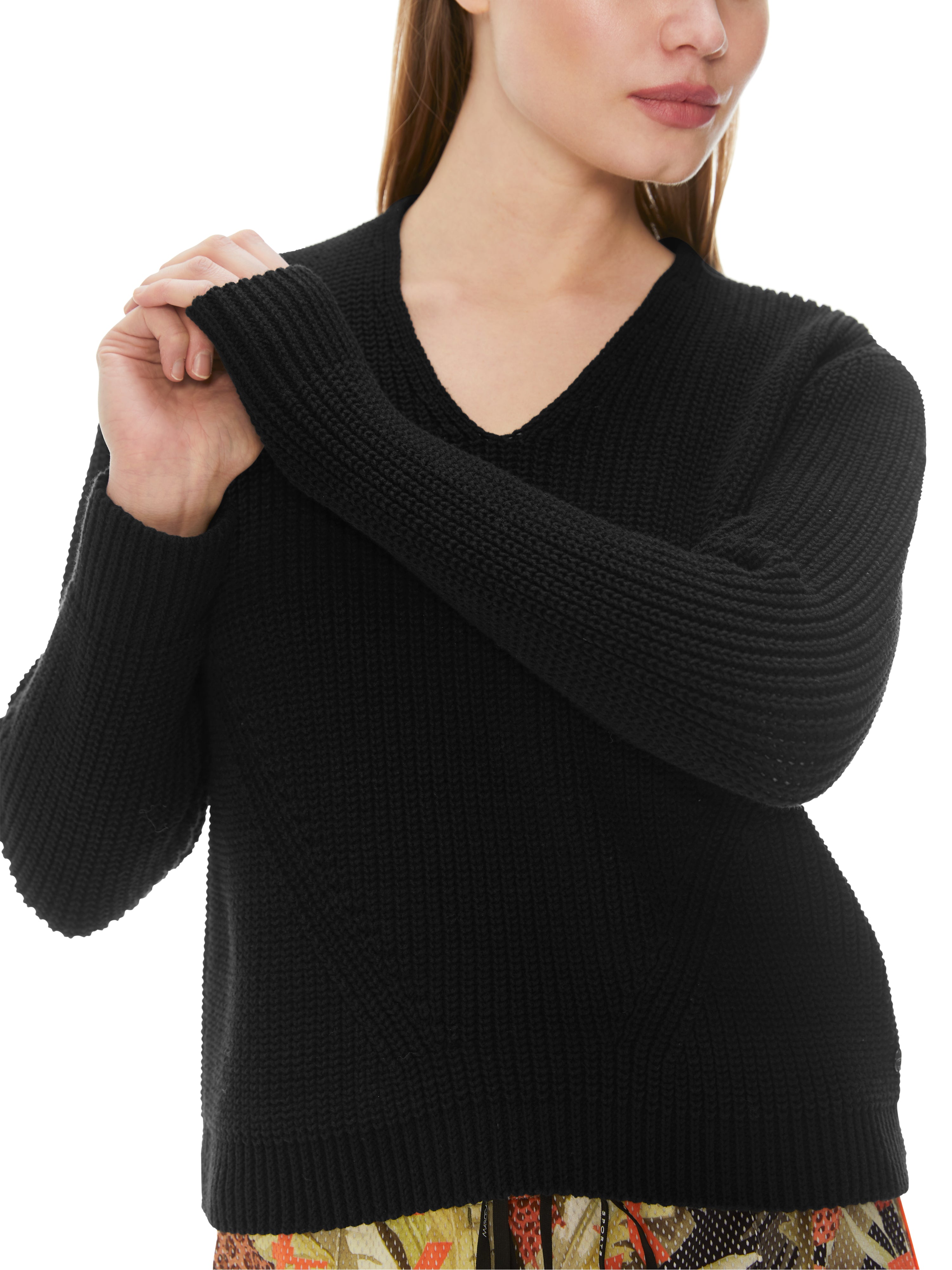 Marc Cain-V-Neck-Pullover Knitted in Germany-Strick & Pullover-Black-Deal-Outlet-by-ARCHIVIST