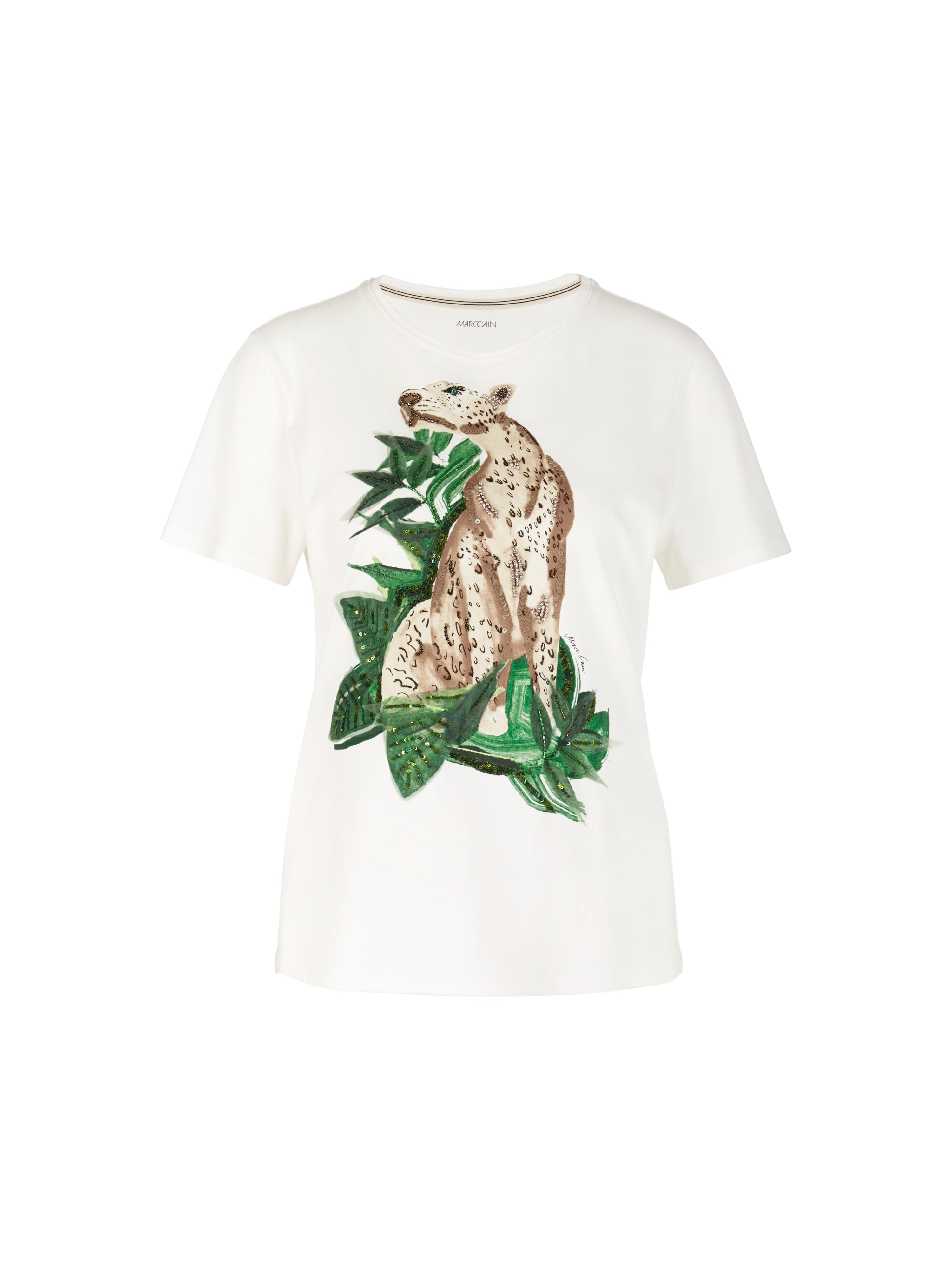 Marc Cain-T-Shirt mit Leo-Print und Strassdetails-ARCHIVIST