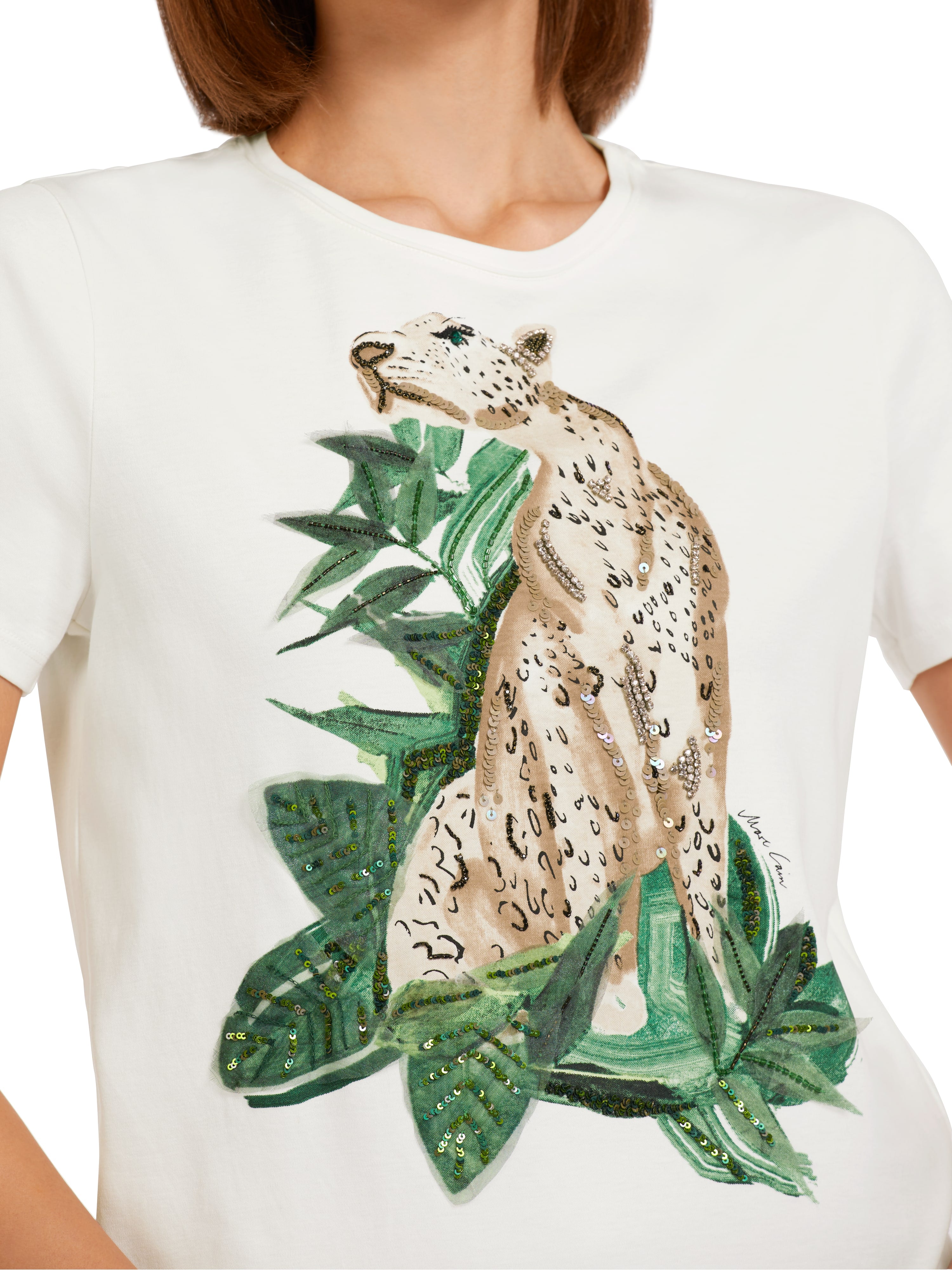 Marc Cain-T-Shirt mit Leo-Print und Strassdetails-ARCHIVIST