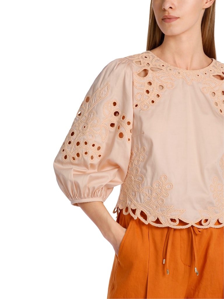 Marc Cain-Kurze Baumwollbluse mit Lochstickerei-Hemden & Blusen-Black-Deal-Outlet-by-ARCHIVIST