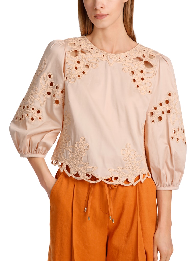 Marc Cain-Kurze Baumwollbluse mit Lochstickerei-Hemden & Blusen-Black-Deal-Outlet-by-ARCHIVIST