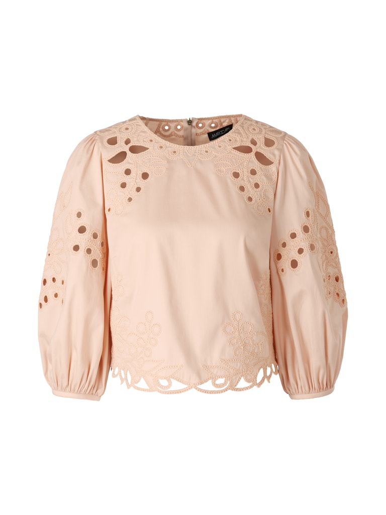 Marc Cain-Kurze Baumwollbluse mit Lochstickerei-Hemden & Blusen-Black-Deal-Outlet-by-ARCHIVIST