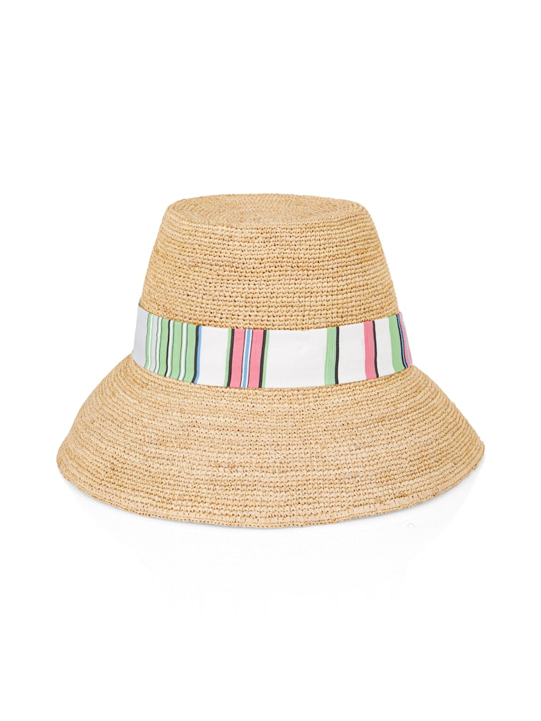 Strohhut mit gestreiftem Band
