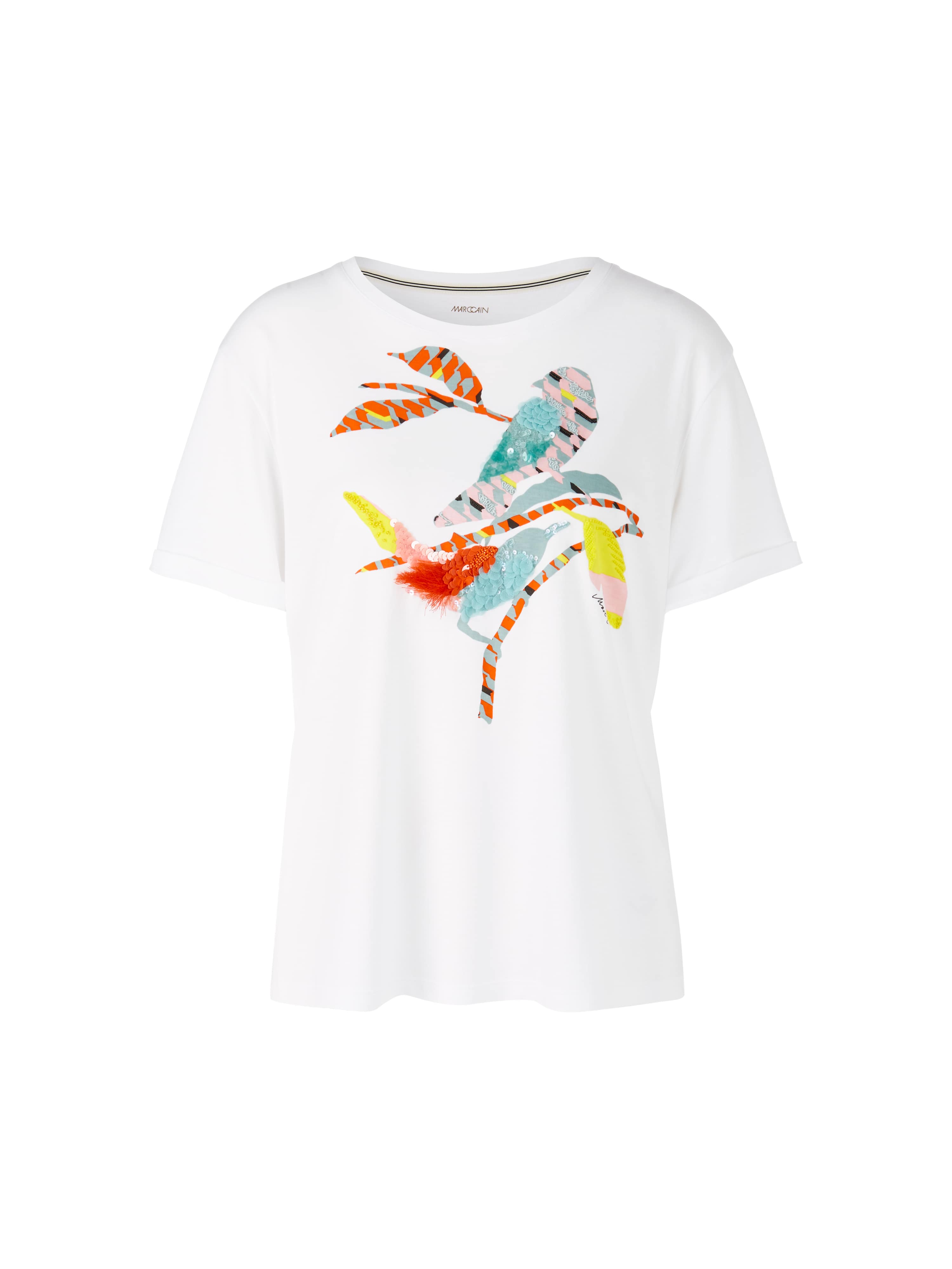 Marc Cain-T-Shirt mit bunter Vogel-Applikation-ARCHIVIST