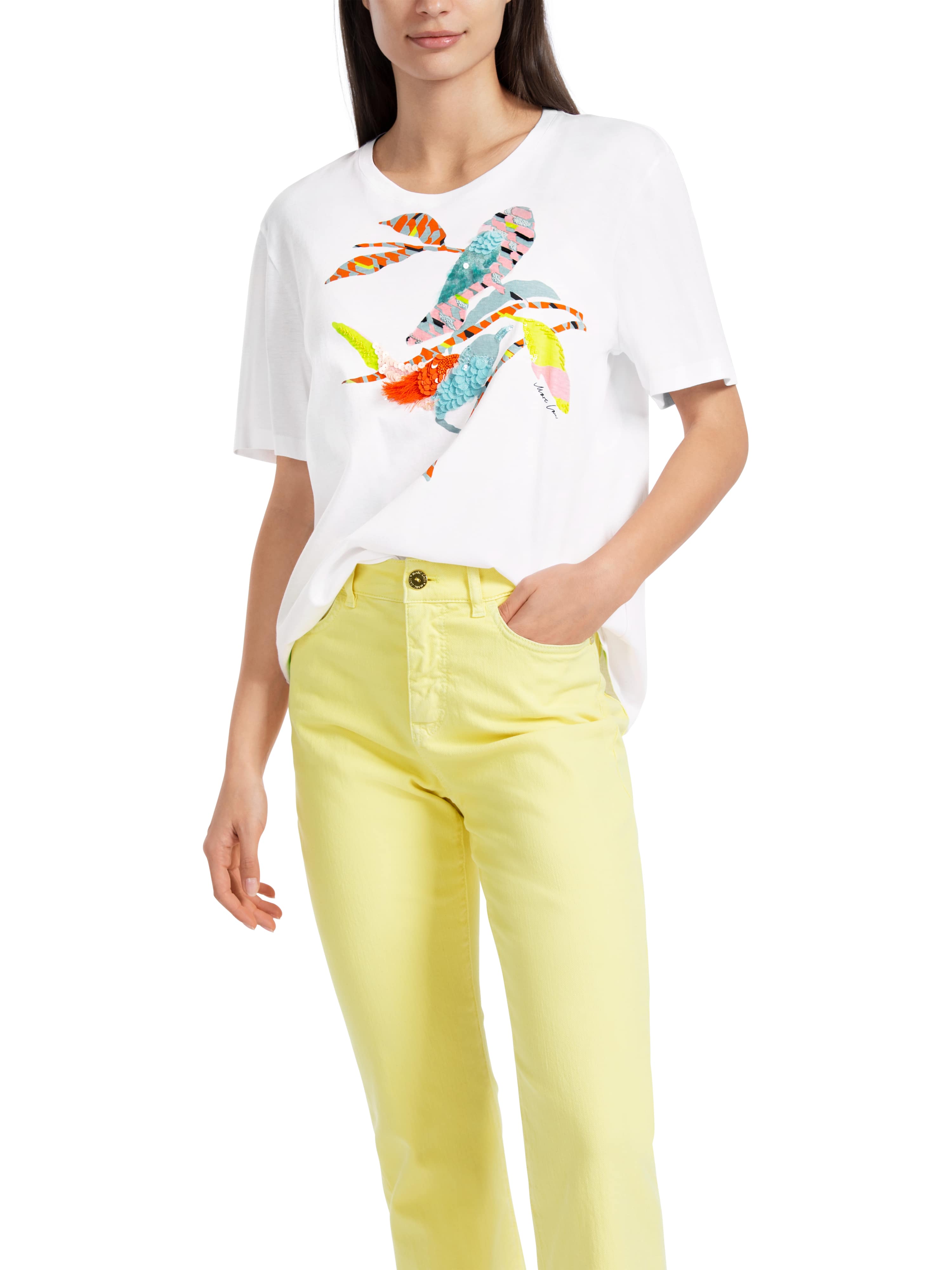 Marc Cain-T-Shirt mit bunter Vogel-Applikation-ARCHIVIST