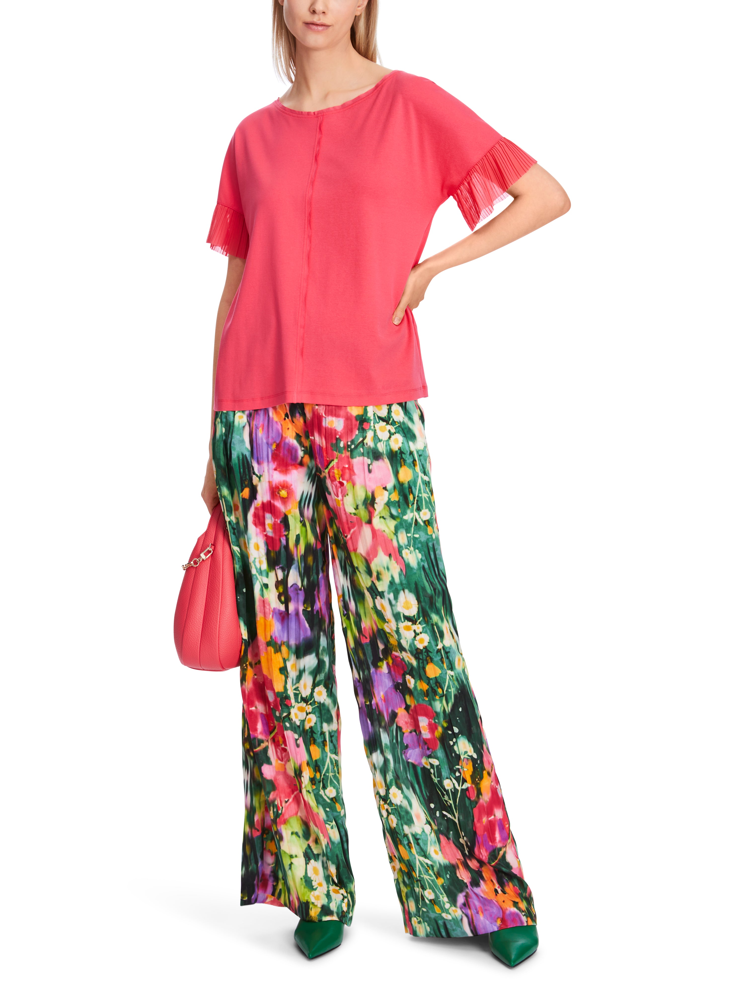 T-Shirt mit plissiertem Armausschnitt