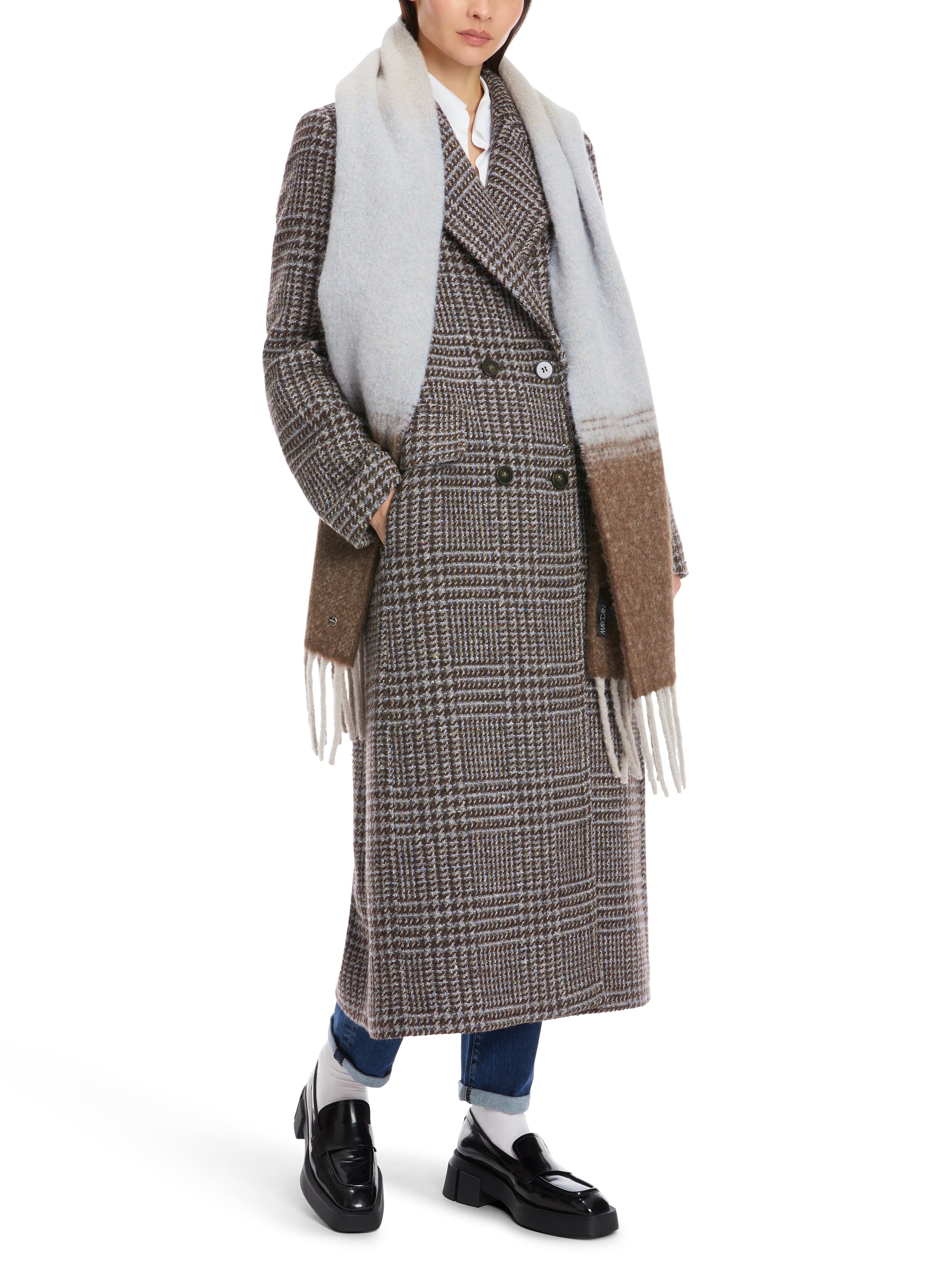 Marc Cain-Langer Blazer-Mantel in Vintage-Karo-Jacken & Mäntel-Black-Deal-Outlet-by-ARCHIVIST