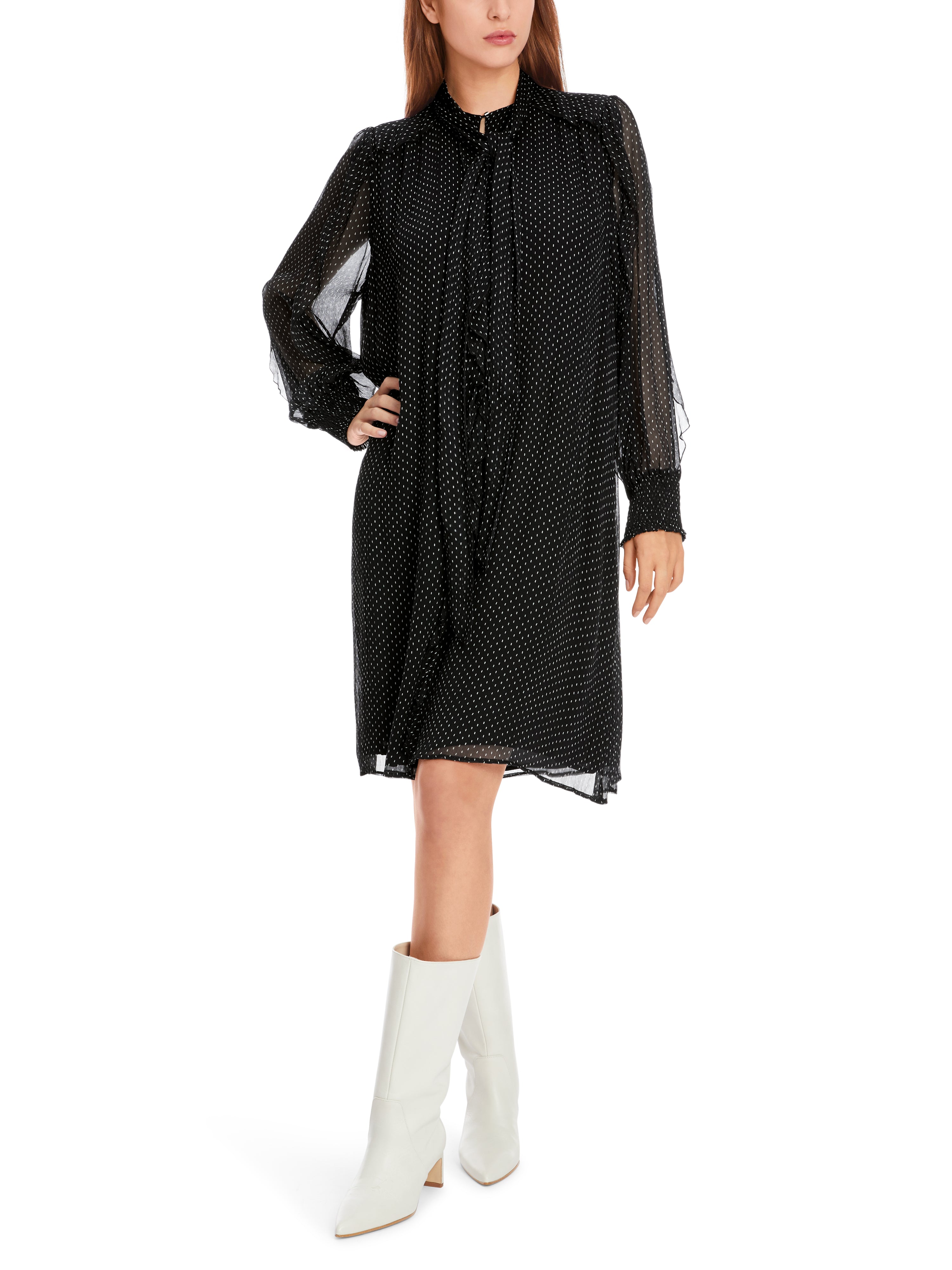 Viskosekleid mit Schluppe und Volants