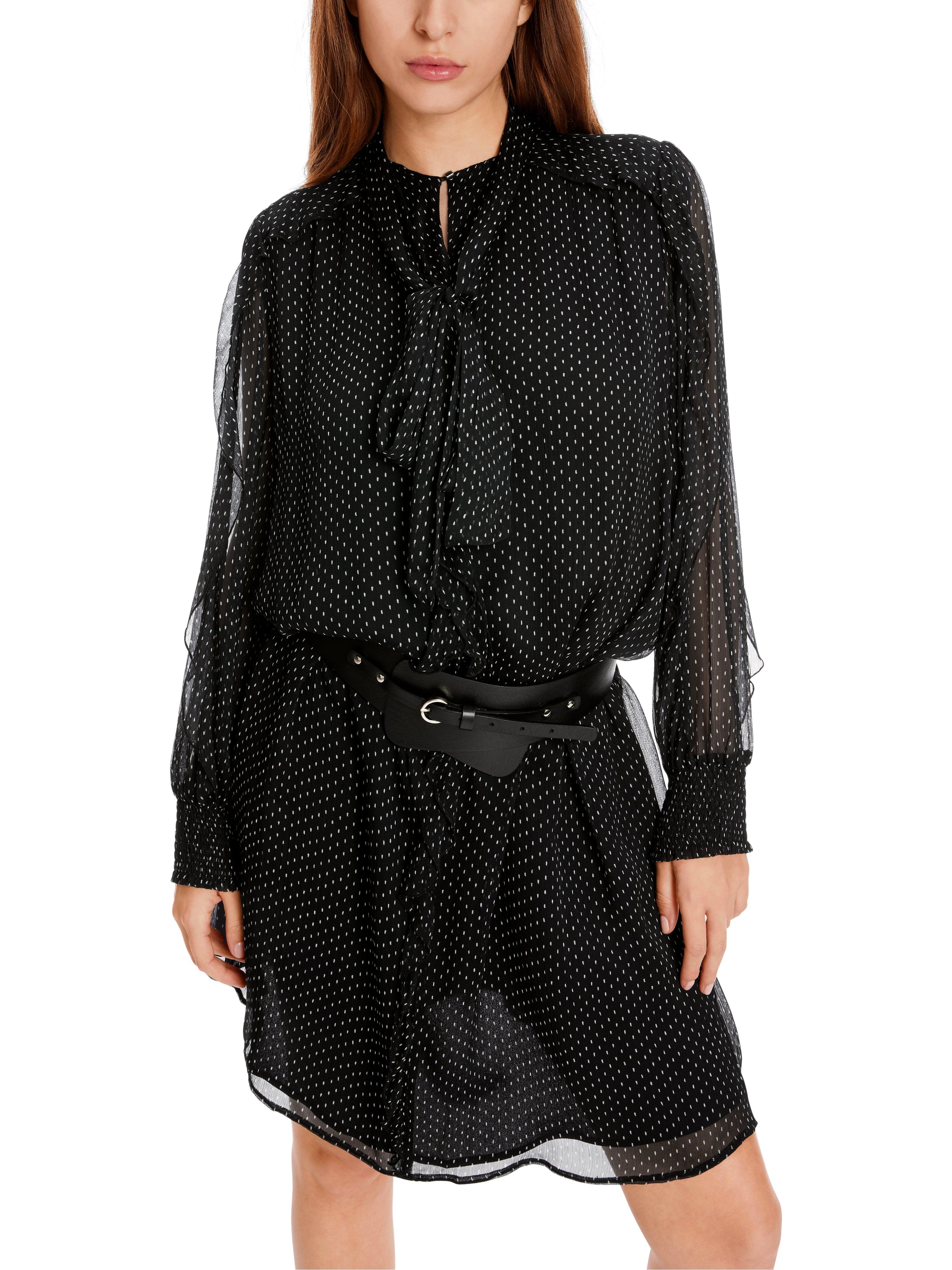 Viskosekleid mit Schluppe und Volants