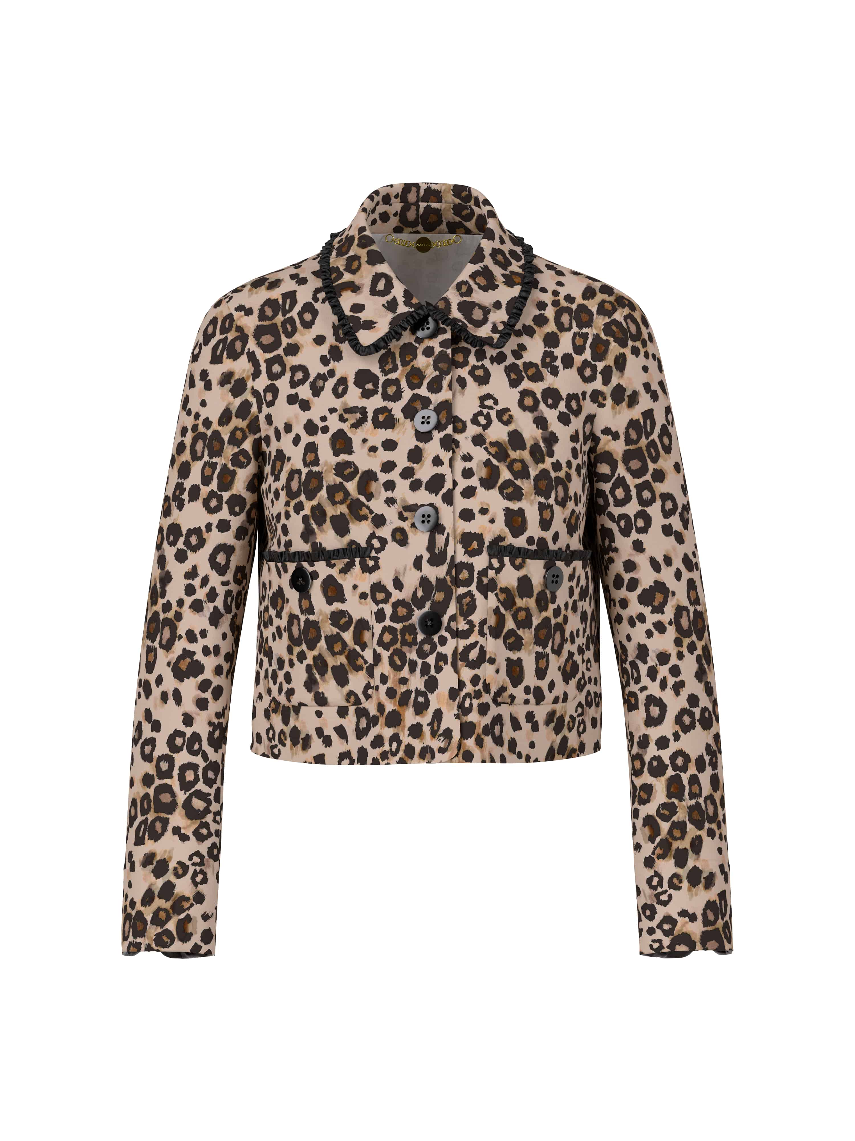 Kurze Leo-Print Jacke aus Scuba-Jersey