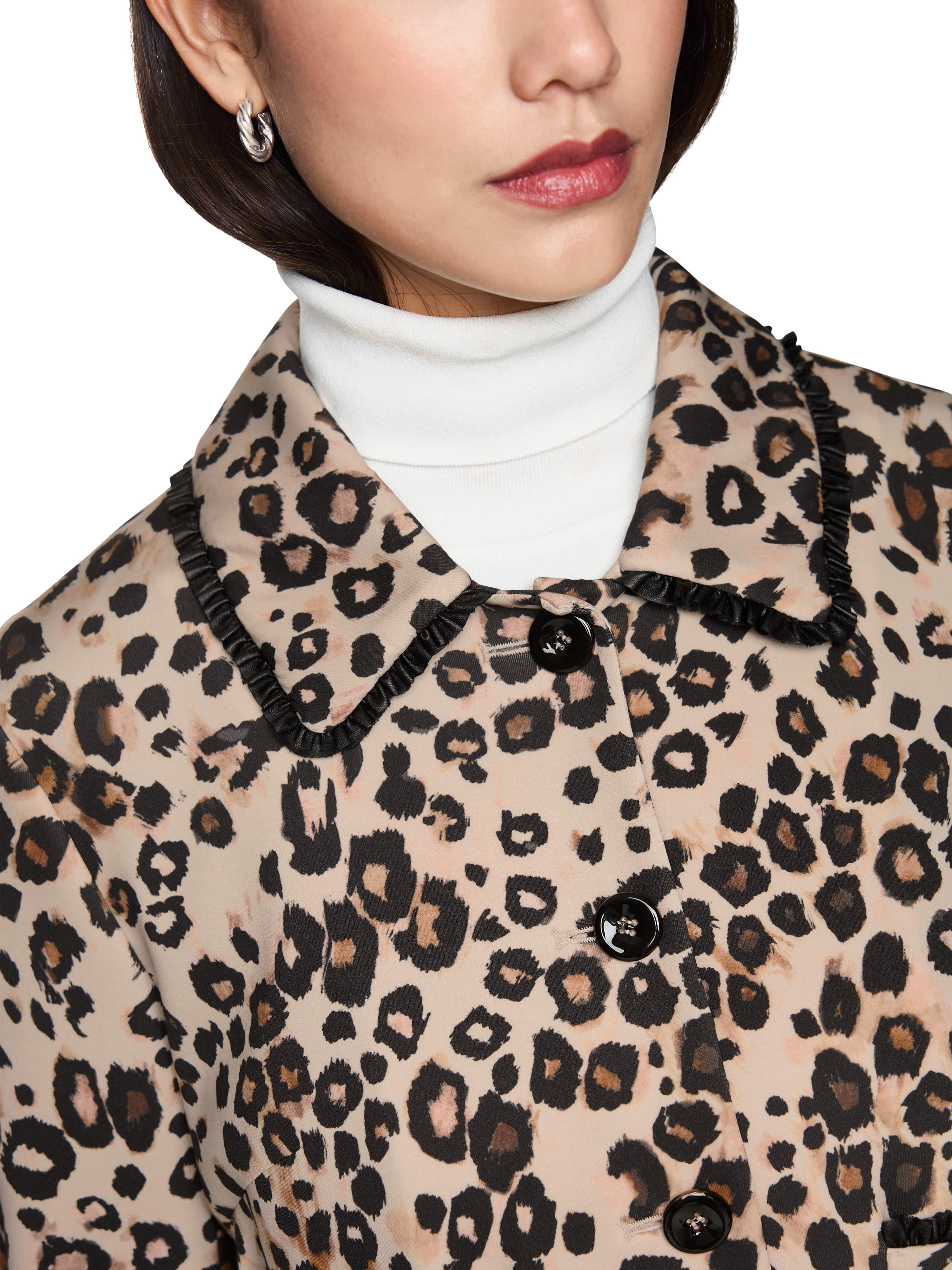 Kurze Leo-Print Jacke aus Scuba-Jersey