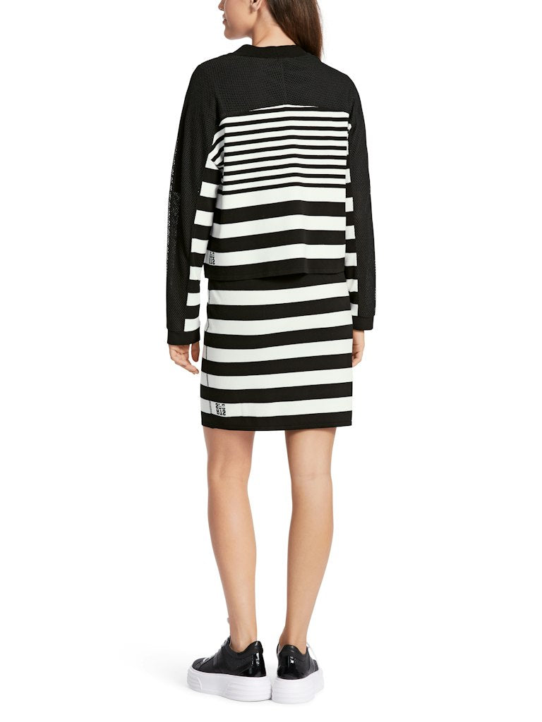 Marc Cain-Gestreifter Cardigan "Rethink Together"-Strick & Pullover-Black-Deal-Outlet-by-ARCHIVIST