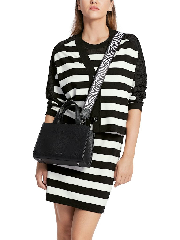 Marc Cain-Gestreifter Cardigan "Rethink Together"-Strick & Pullover-Black-Deal-Outlet-by-ARCHIVIST