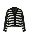Marc Cain-Gestreifter Cardigan "Rethink Together"-Strick & Pullover-Black-Deal-Outlet-by-ARCHIVIST