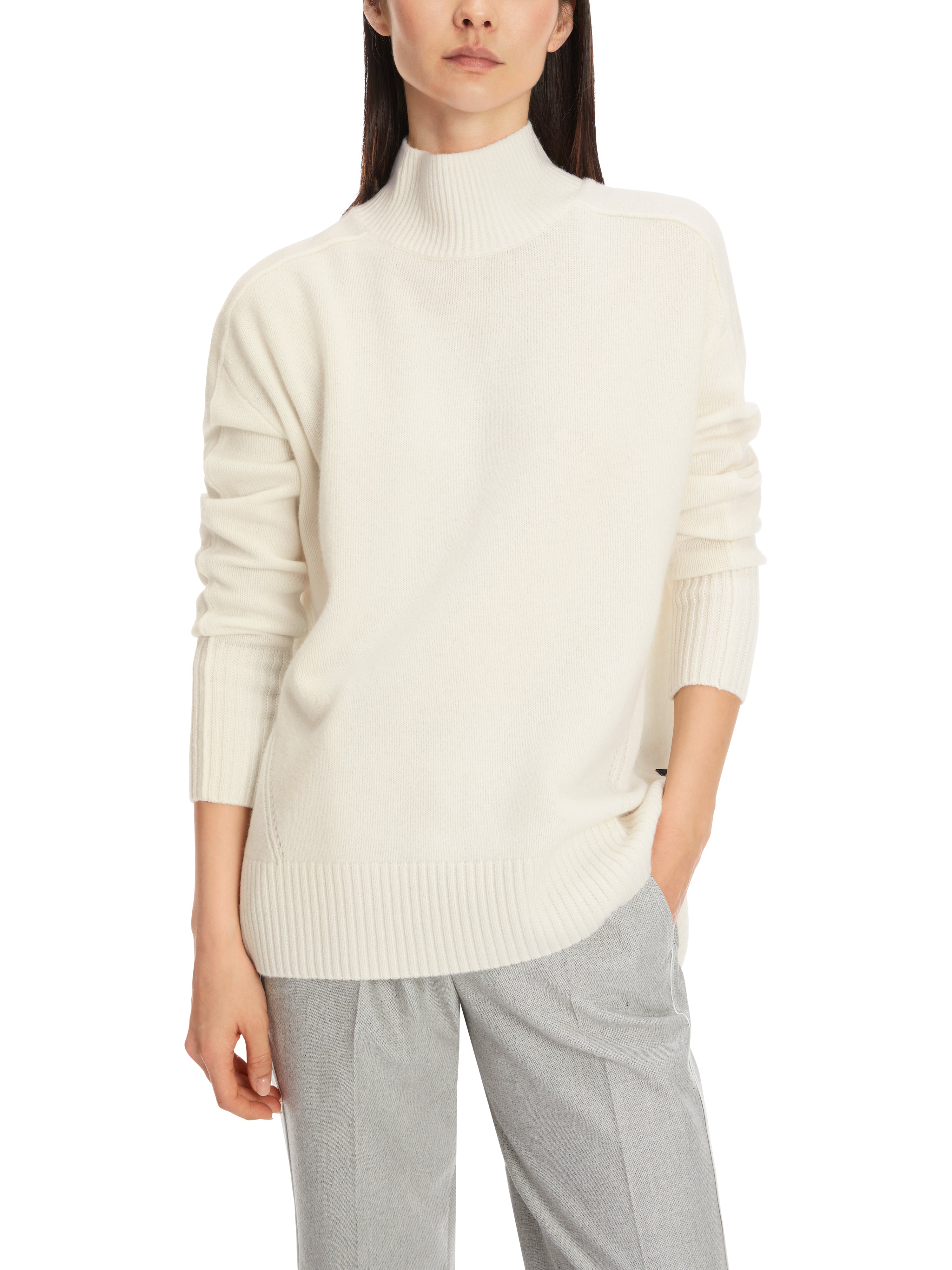 Marc Cain-Mock-Neck-Pullover "Rethink Together"-Strick & Pullover-Black-Deal-Outlet-by-ARCHIVIST