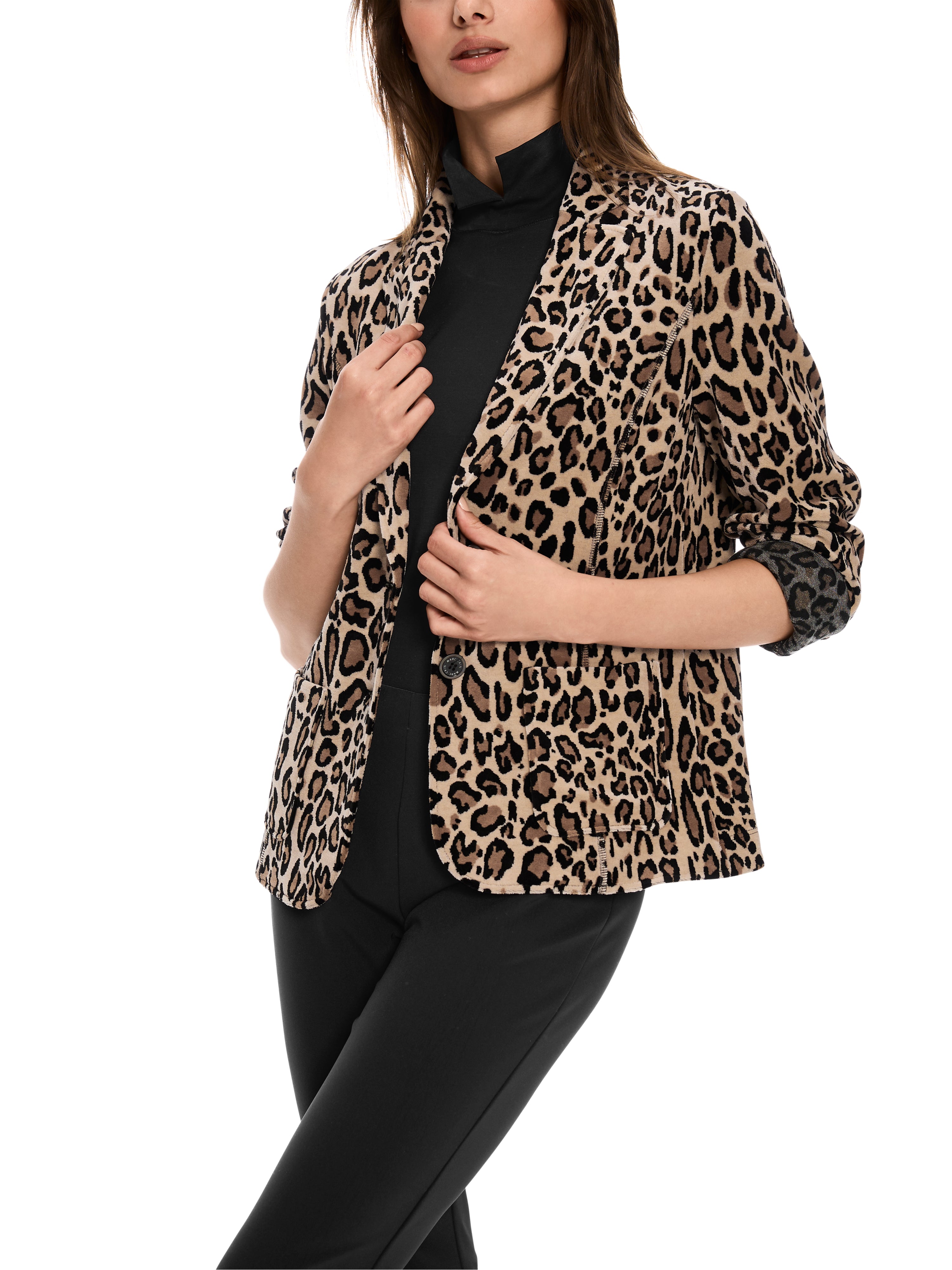 Marc Cain-Körpernaher Blazer in Nickisamt-Jacken & Mäntel-Black-Deal-Outlet-by-ARCHIVIST