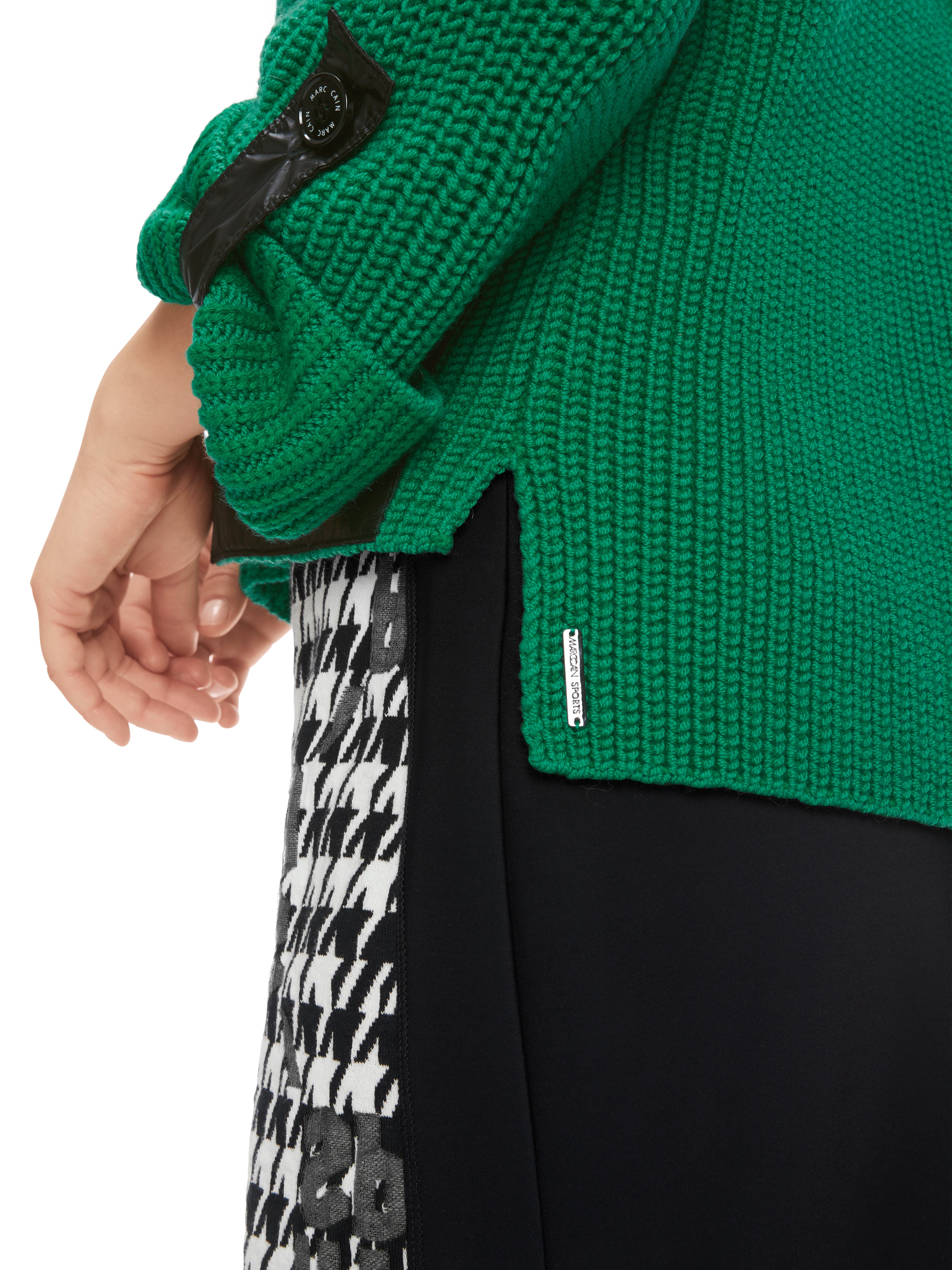 Marc Cain-Shiny Patches Sweater Knitted in Germany-Strick & Pullover-Black-Deal-Outlet-by-ARCHIVIST