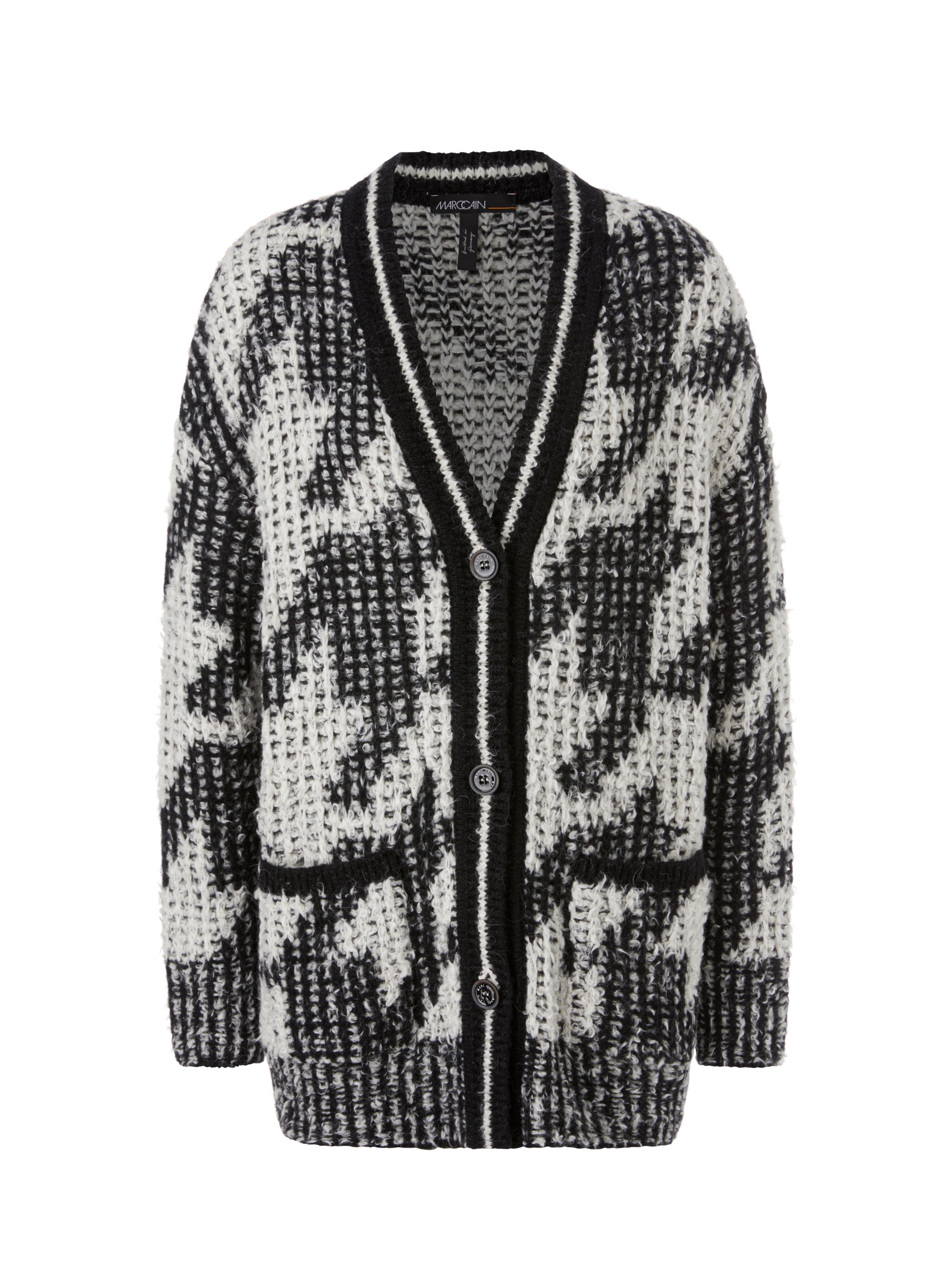 Marc Cain-Chickcheck-Cardigan Knitted in Germany-Strick & Pullover-Black-Deal-Outlet-by-ARCHIVIST
