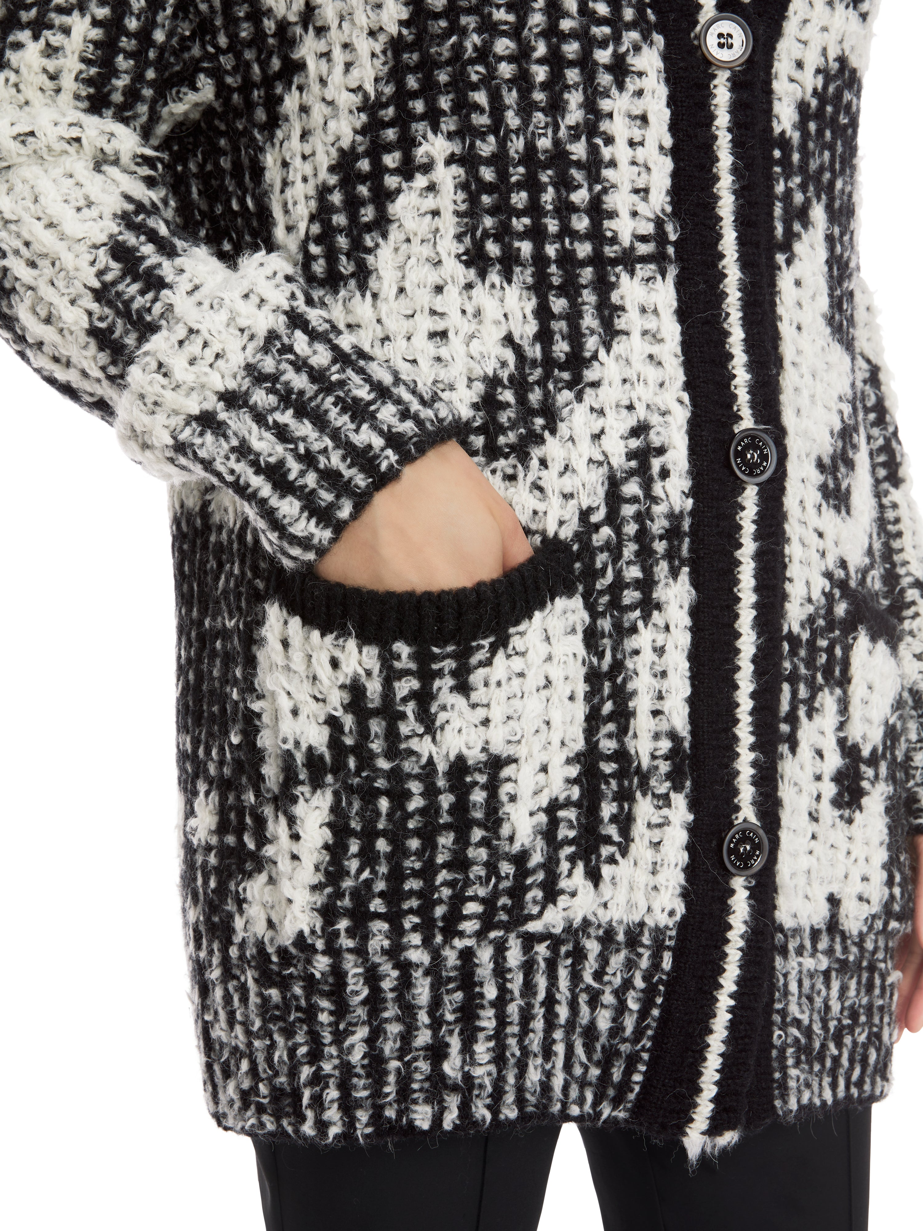 Marc Cain-Chickcheck-Cardigan Knitted in Germany-Strick & Pullover-Black-Deal-Outlet-by-ARCHIVIST