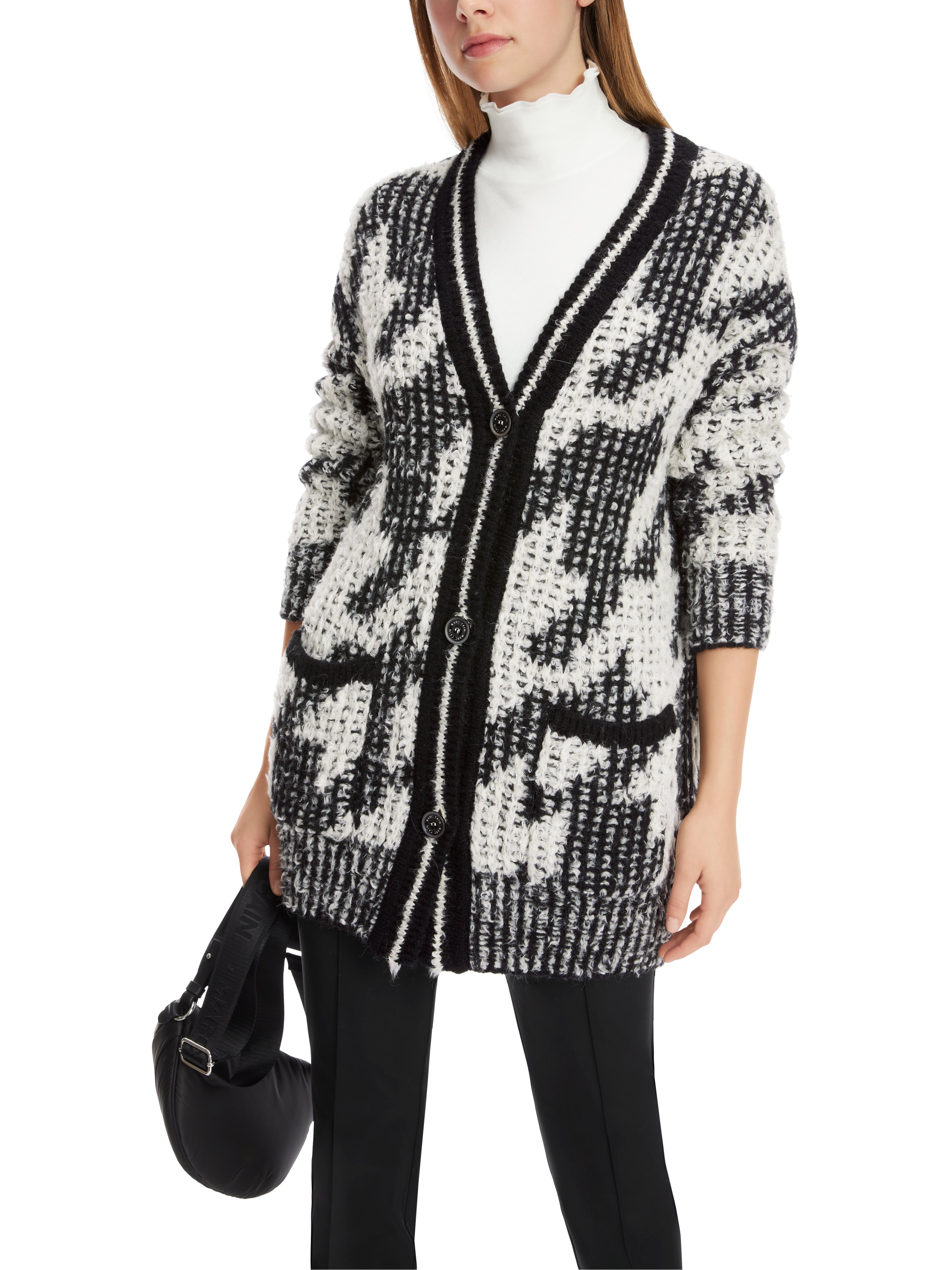 Marc Cain-Chickcheck-Cardigan Knitted in Germany-Strick & Pullover-Black-Deal-Outlet-by-ARCHIVIST