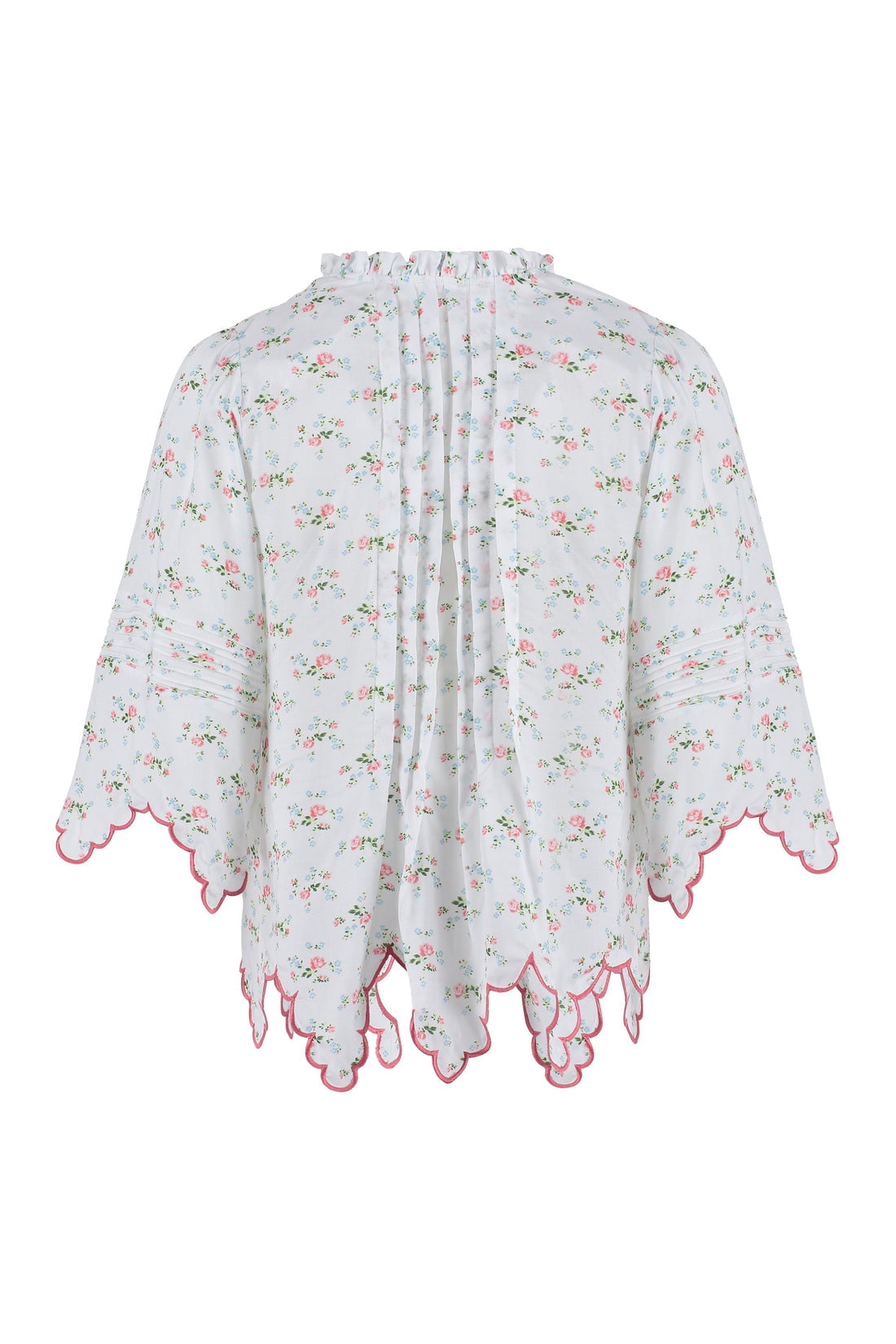Loretta Caponi-OUTLET-SALE-Matilde printed frill blouse-ARCHIVIST