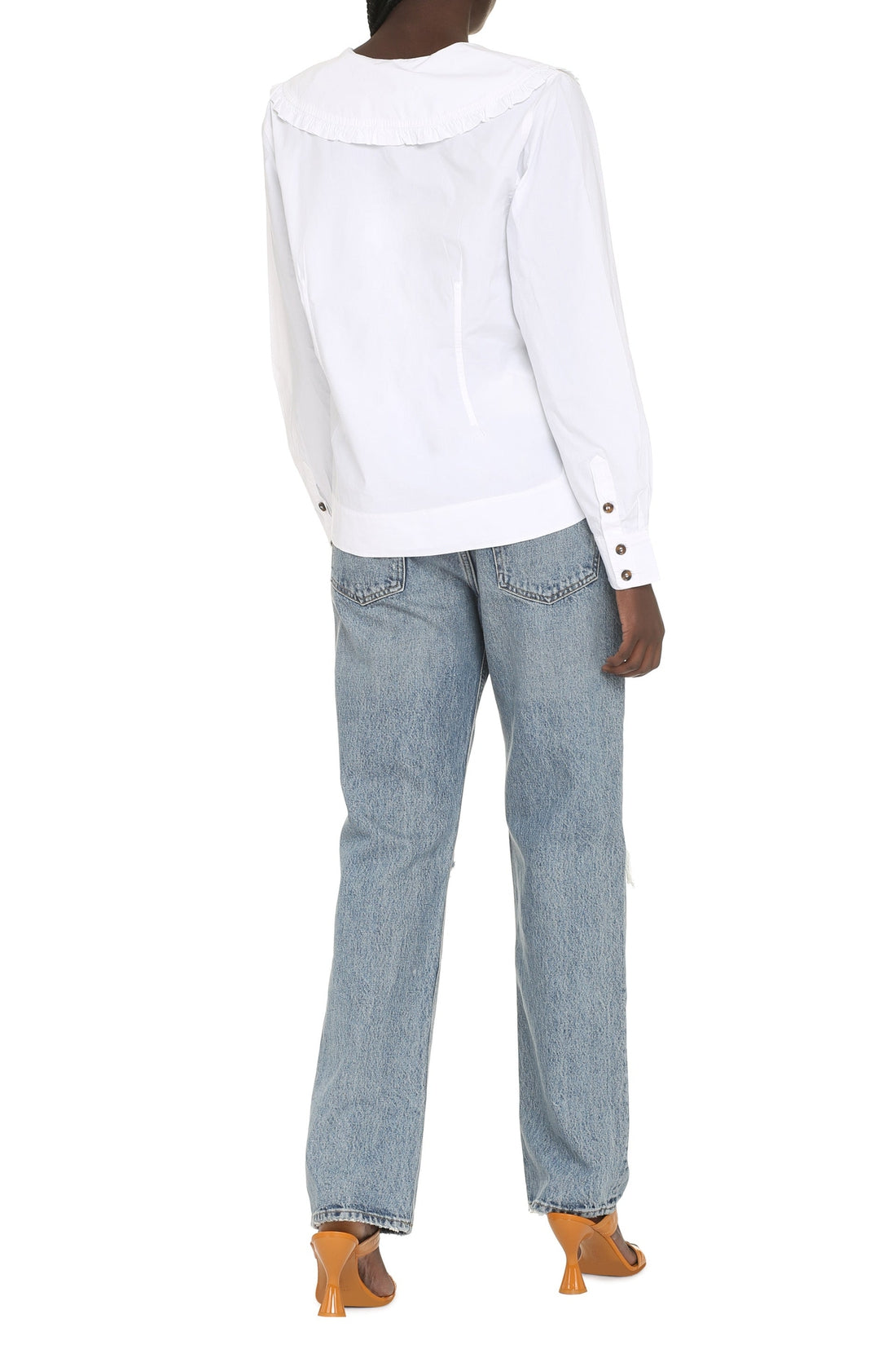 GANNI-OUTLET-SALE-Maxi collar cotton shirt-ARCHIVIST