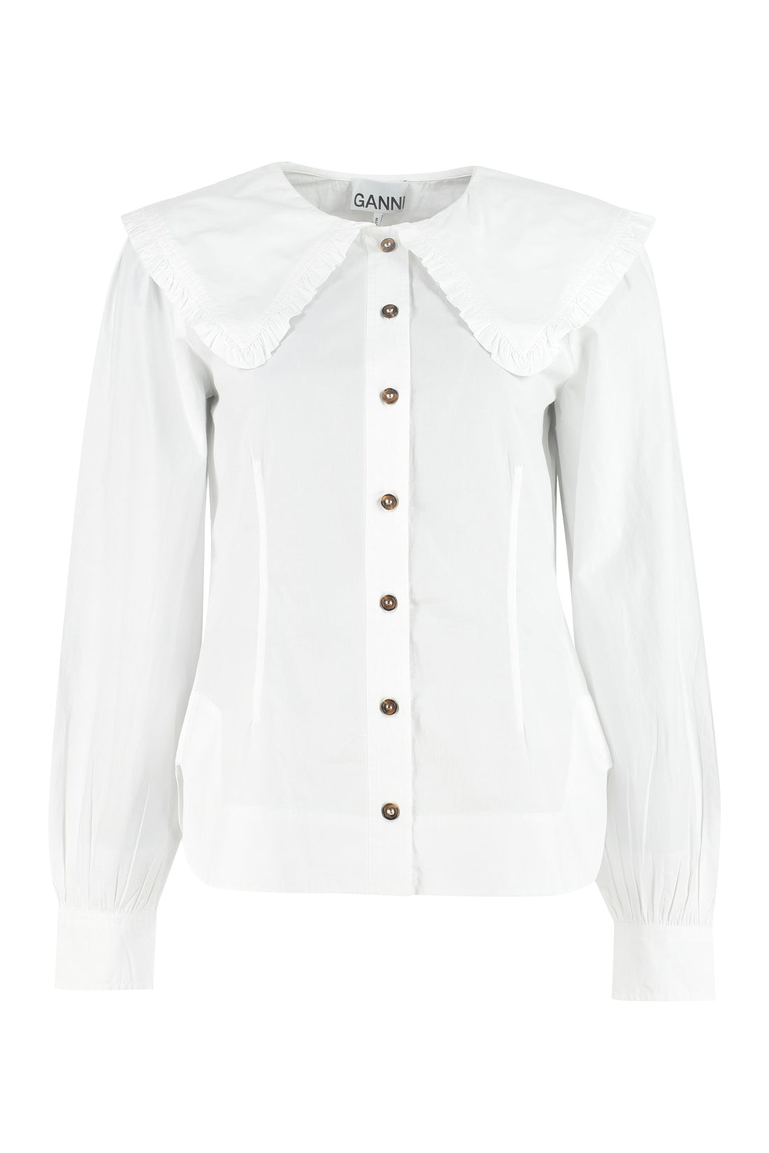 GANNI-OUTLET-SALE-Maxi collar cotton shirt-ARCHIVIST