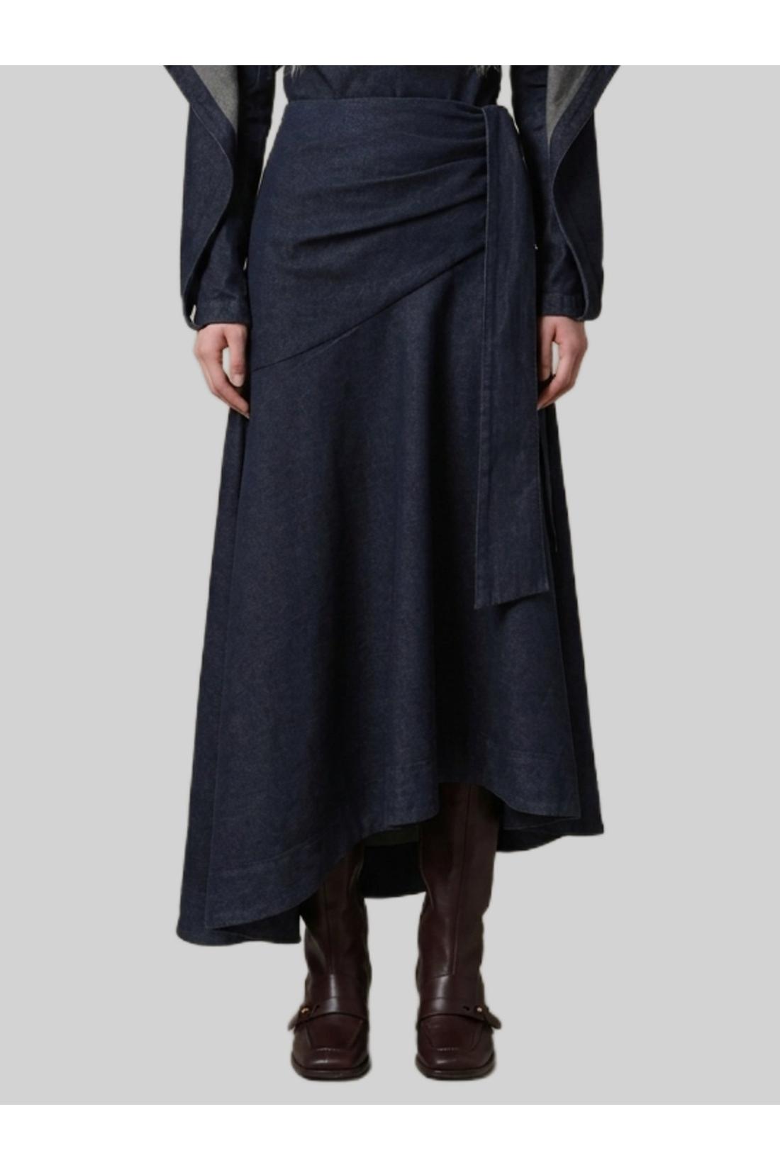 Zimmermann-OUTLET-SALE-Maxi denim skirt with draping-ARCHIVIST