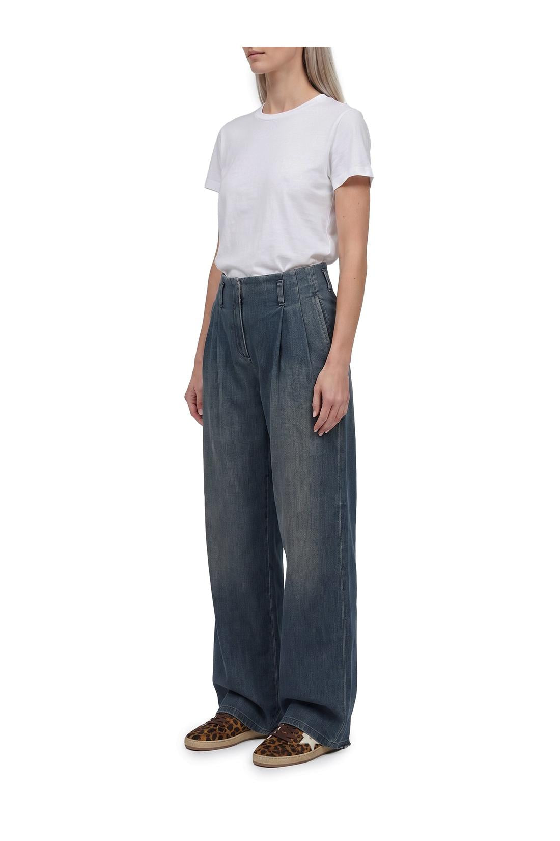 Golden Goose-OUTLET-SALE-Medium wash cotton pants-ARCHIVIST