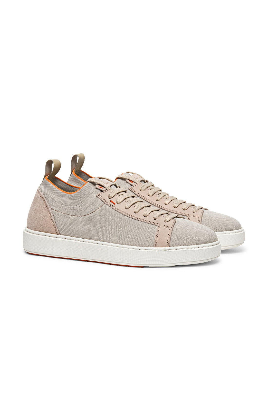 Men’s beige nubuck and stretch knit sneaker