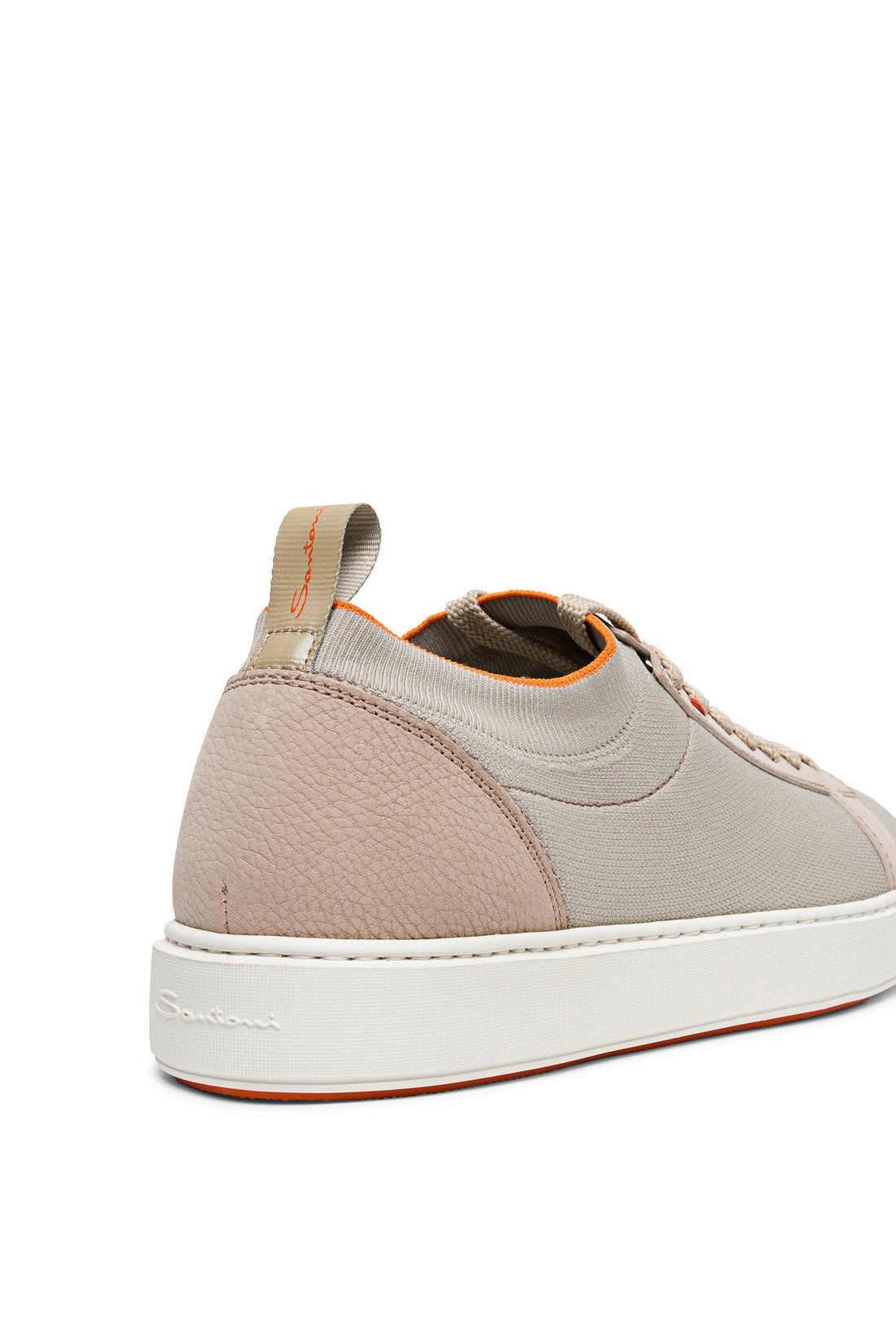 Men’s beige nubuck and stretch knit sneaker