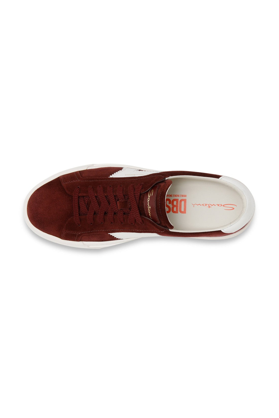 Men’s burgundy and white suede and leather double buckle sneaker