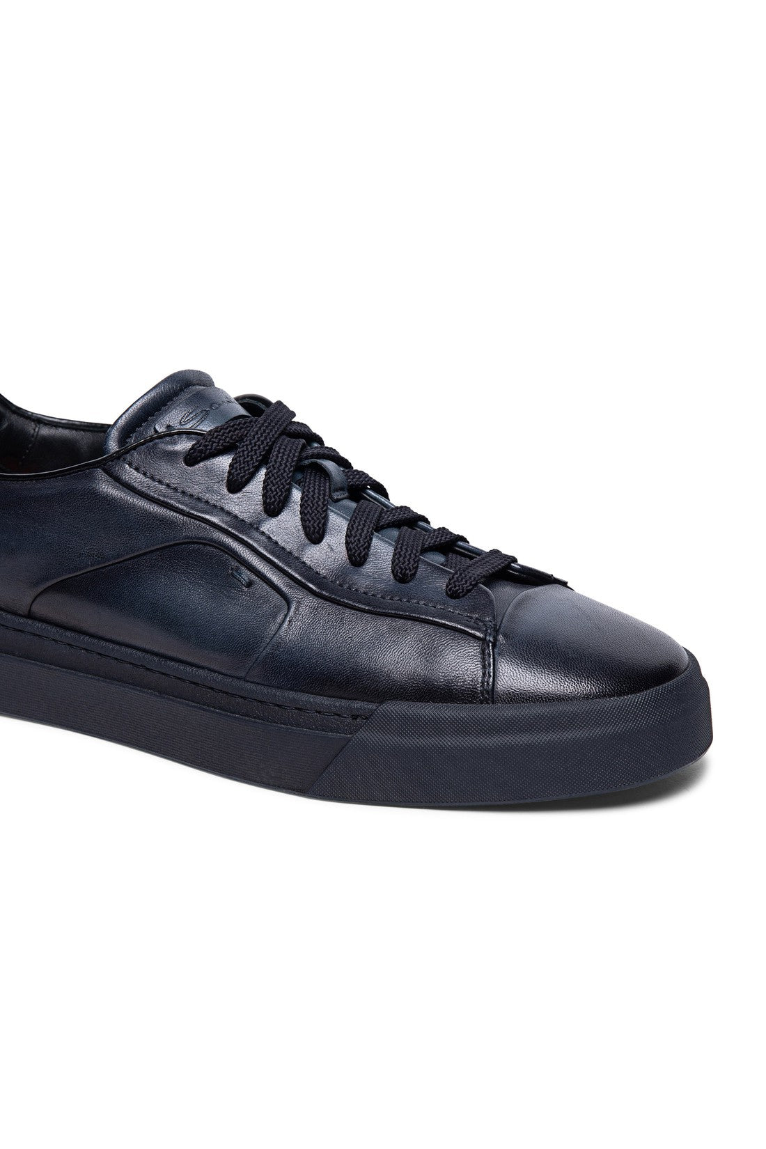 Men’s polished blue leather sneaker