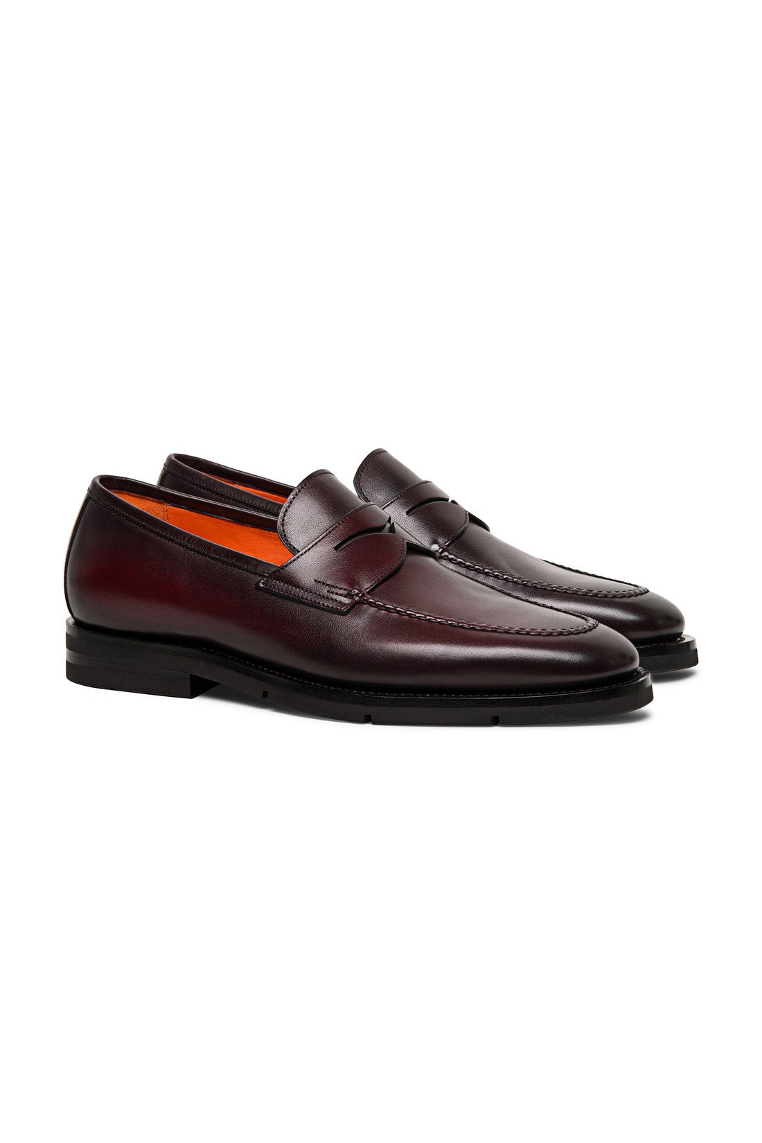 Mens-polished-burgundy-leather-penny-loafer-Flache-Schuhe-Santoni-ARCHIVE-SALE-OUTLET-Santoni-3.jpg